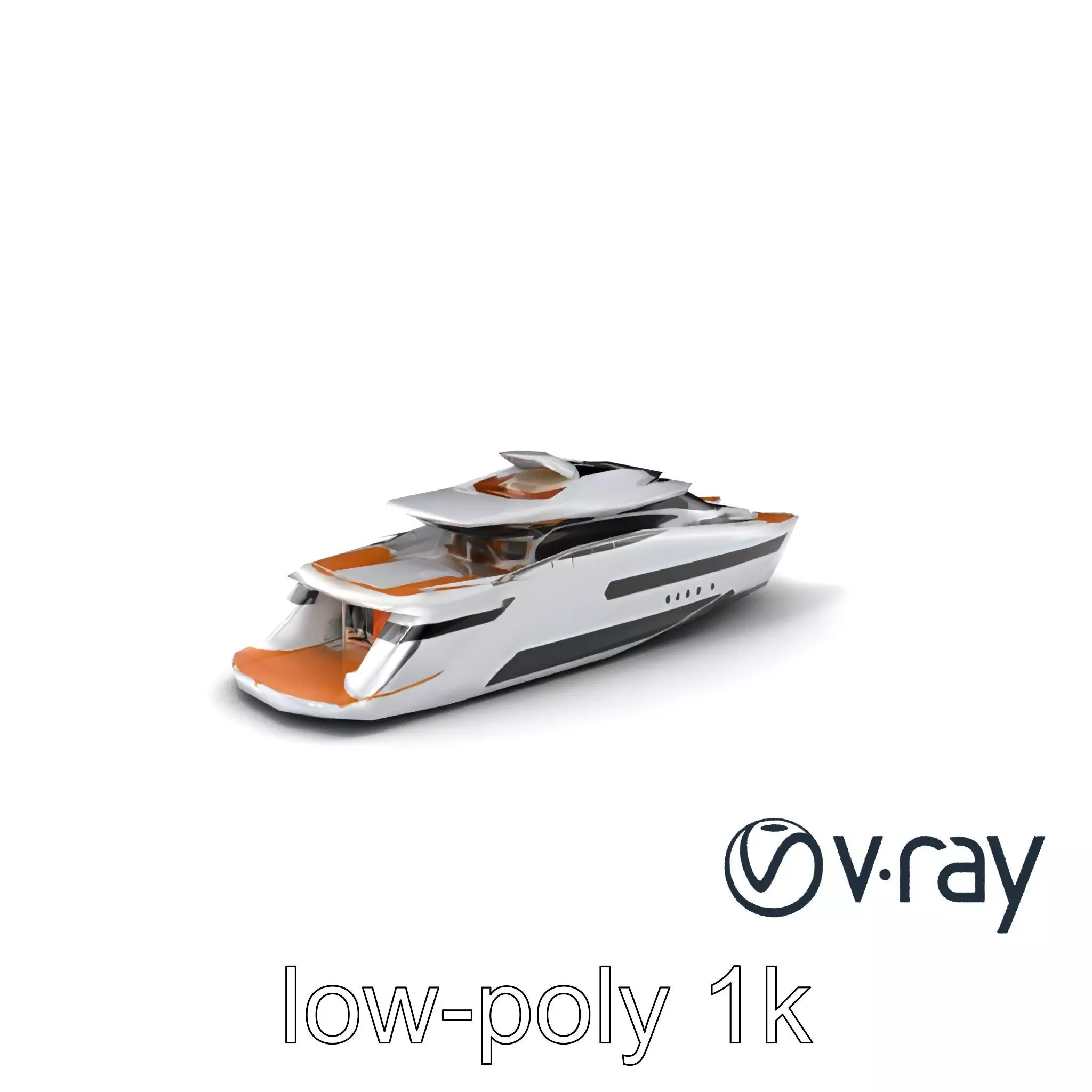 Futuristic Mega Yacht 3D Model Pack Low-poly 3D model_0