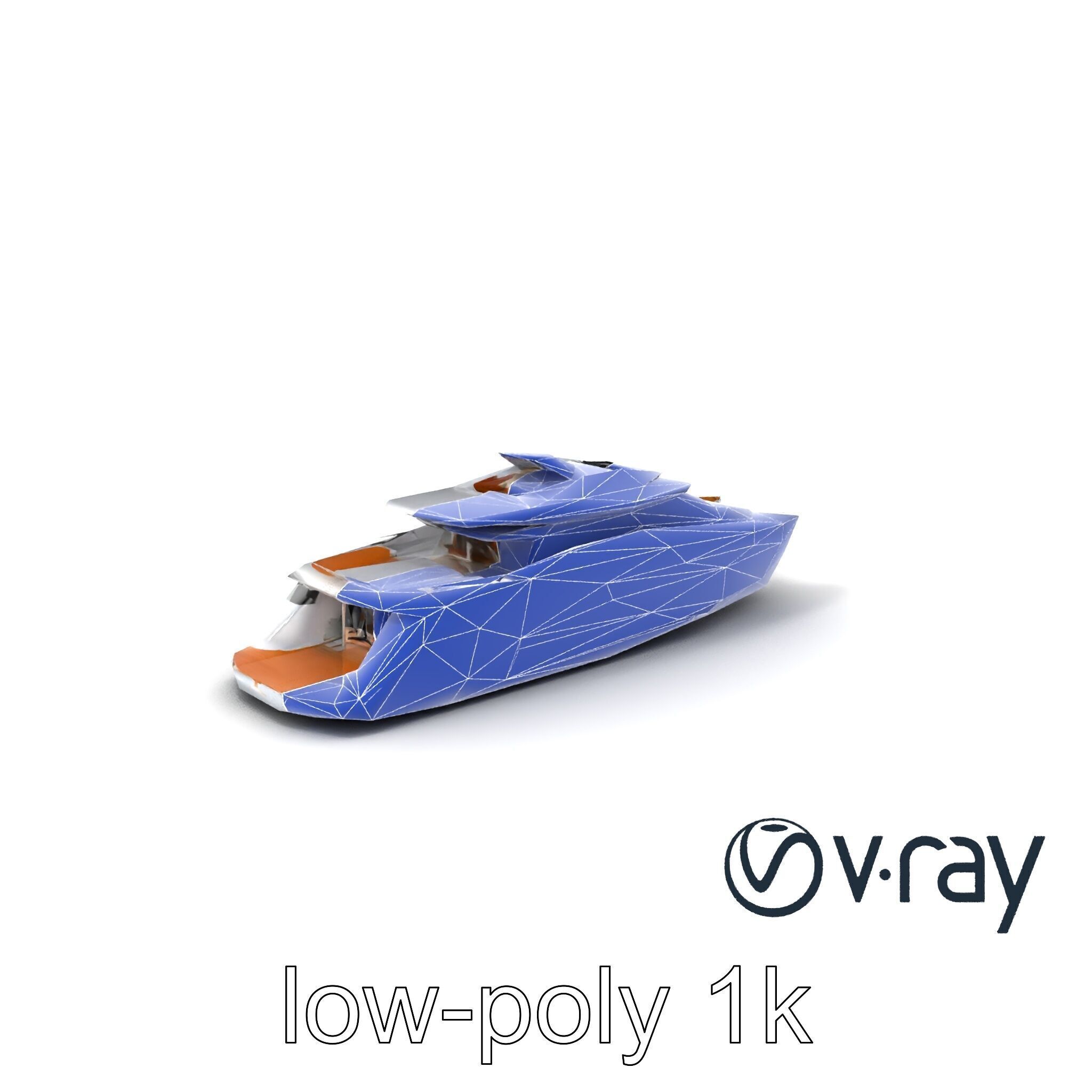 Futuristic Mega Yacht 3D Model Pack Low-poly 3D model_7