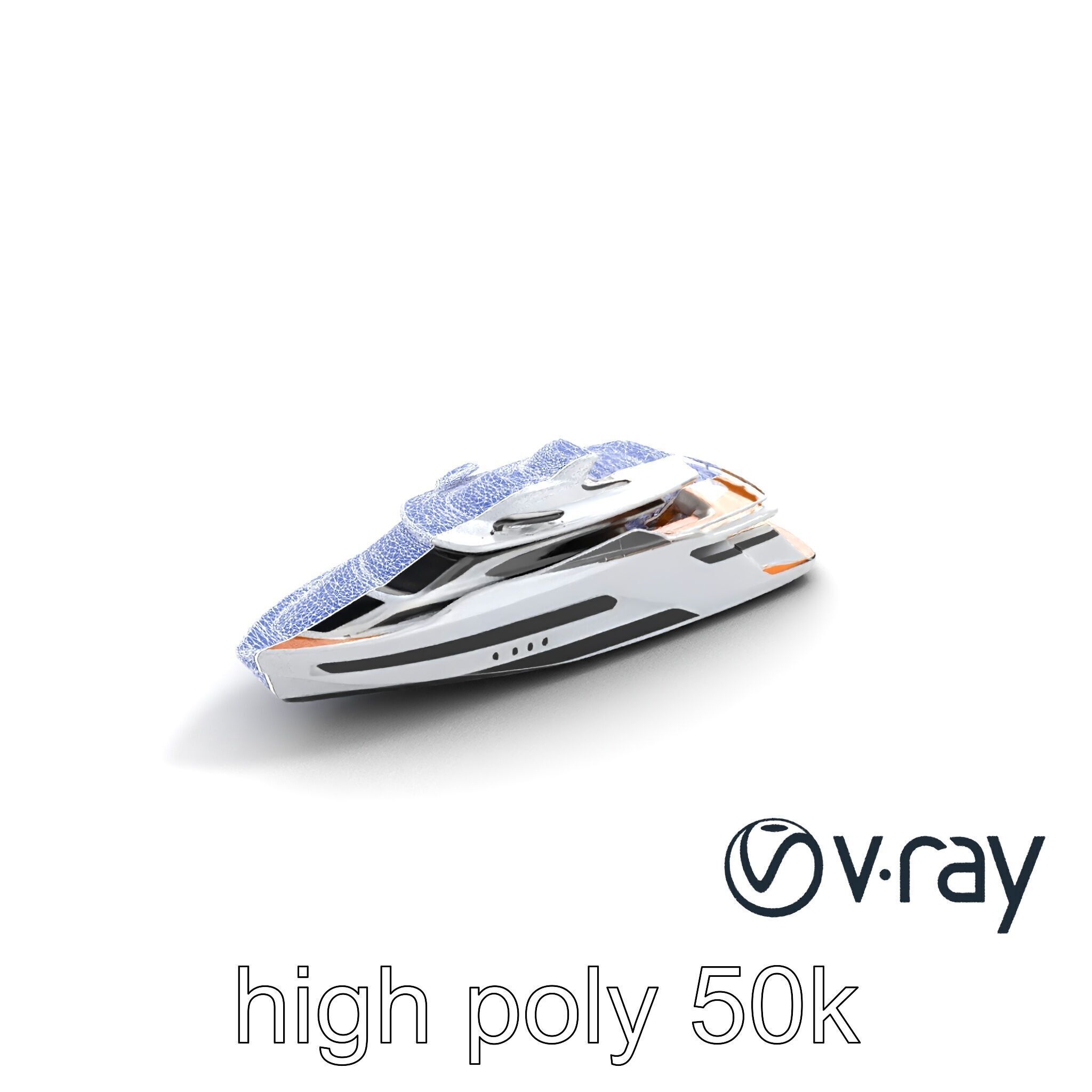 Futuristic Mega Yacht 3D Model Pack Low-poly 3D model_17