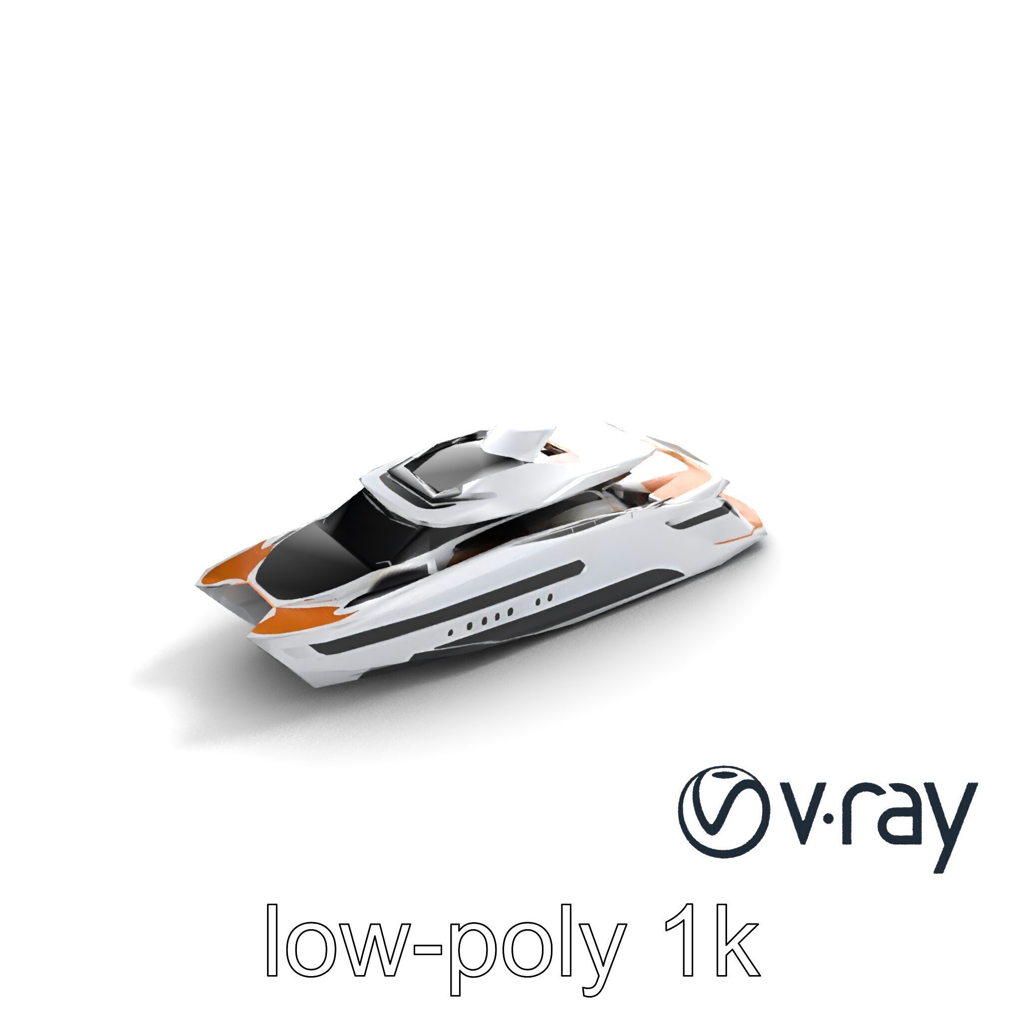 Futuristic Mega Yacht 3D Model Pack Low-poly 3D model_10