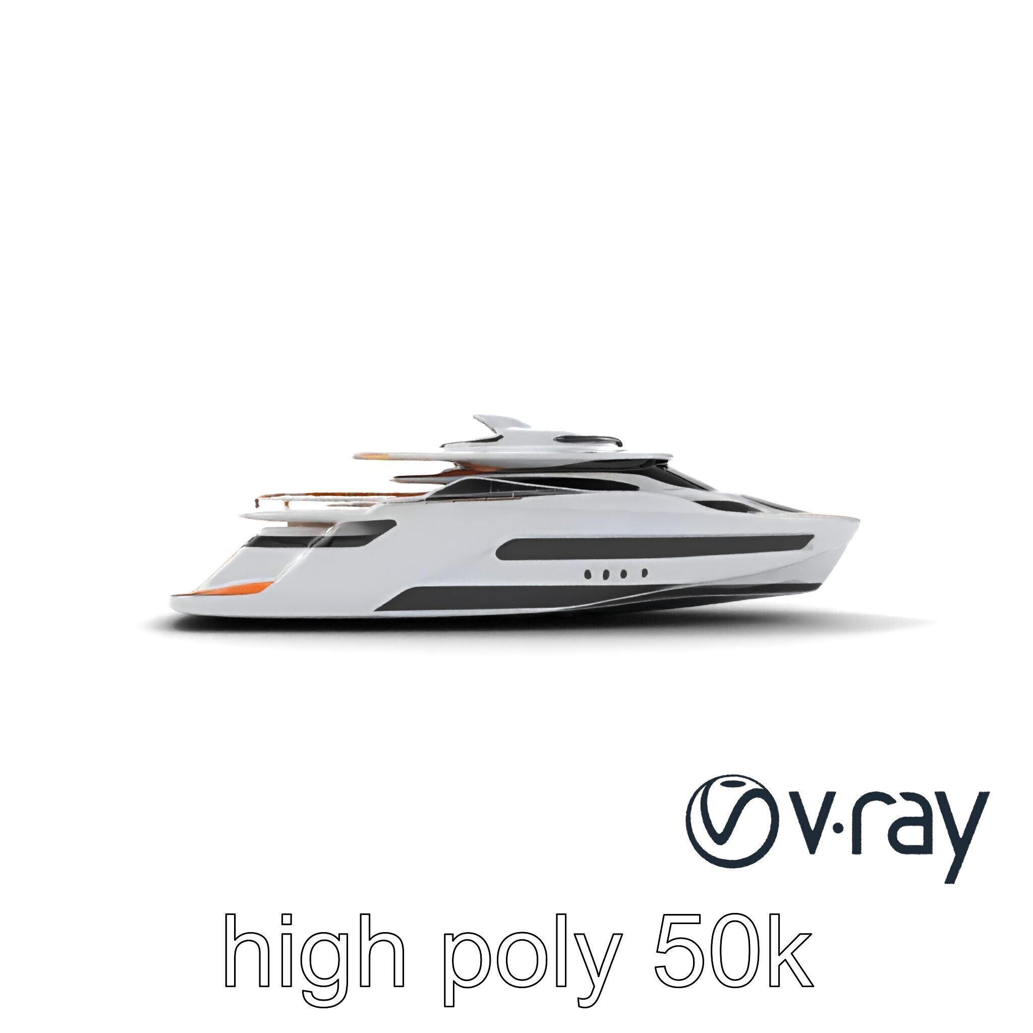 Futuristic Mega Yacht 3D Model Pack Low-poly 3D model_18