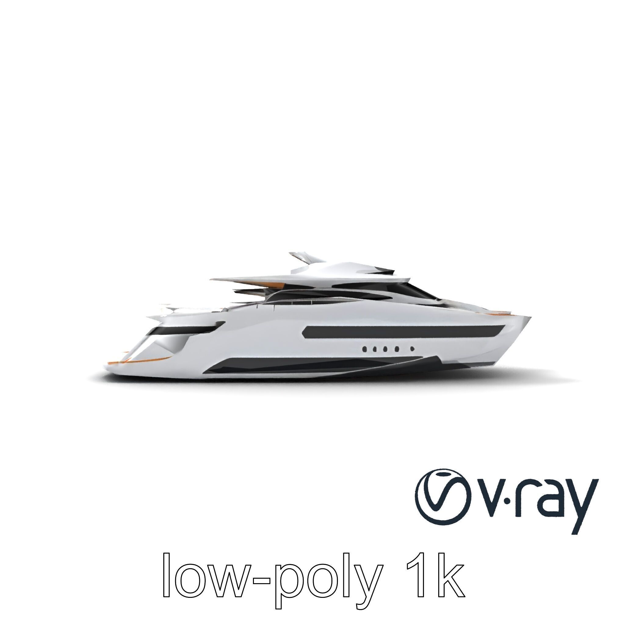 Futuristic Mega Yacht 3D Model Pack Low-poly 3D model_15