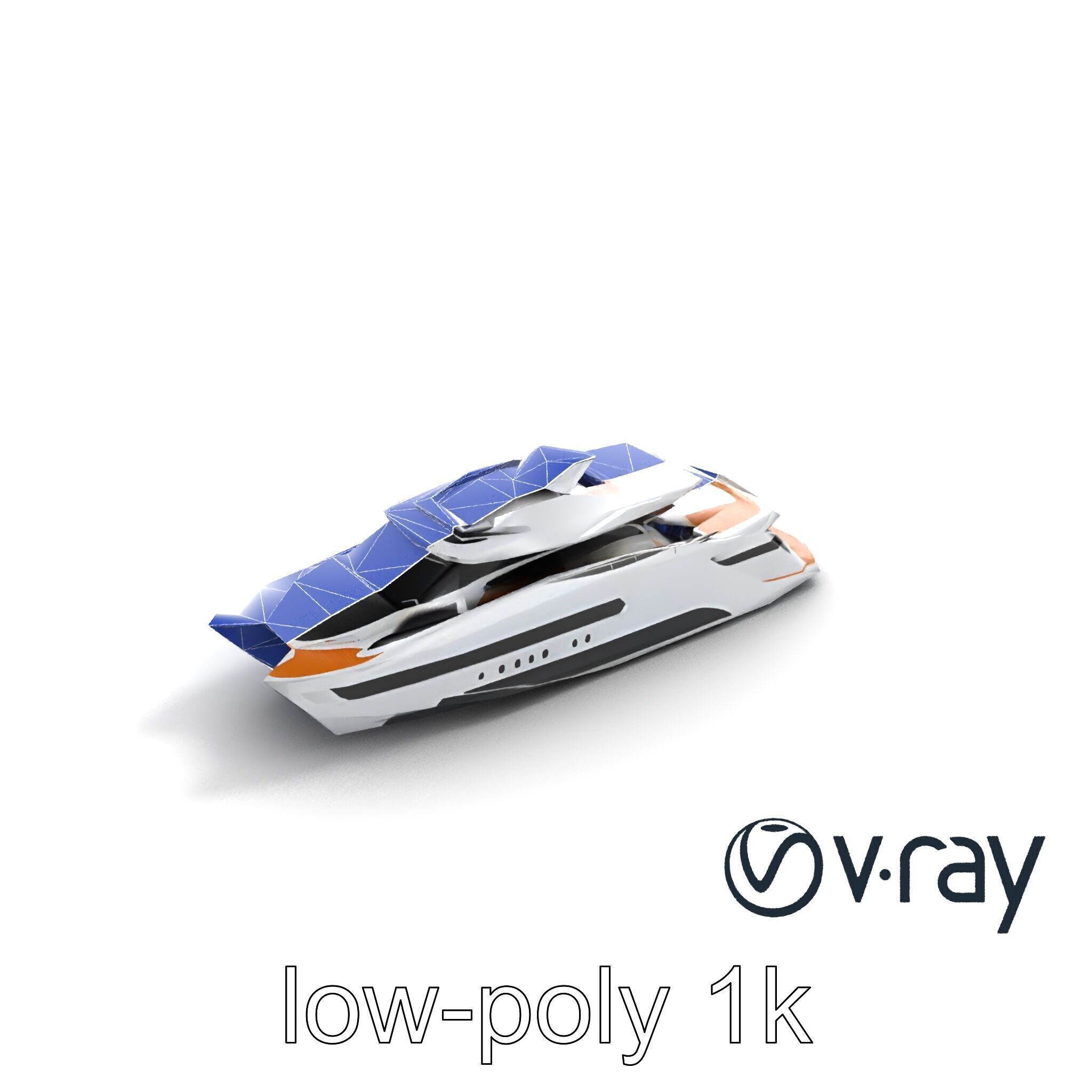 Futuristic Mega Yacht 3D Model Pack Low-poly 3D model_21