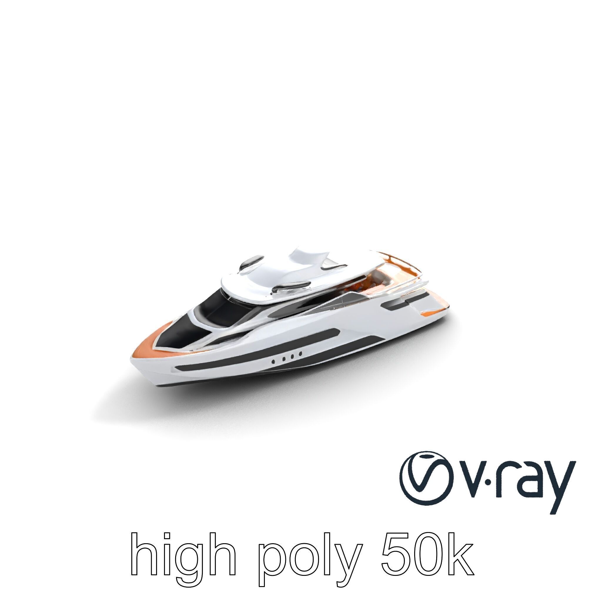 Futuristic Mega Yacht 3D Model Pack Low-poly 3D model_8