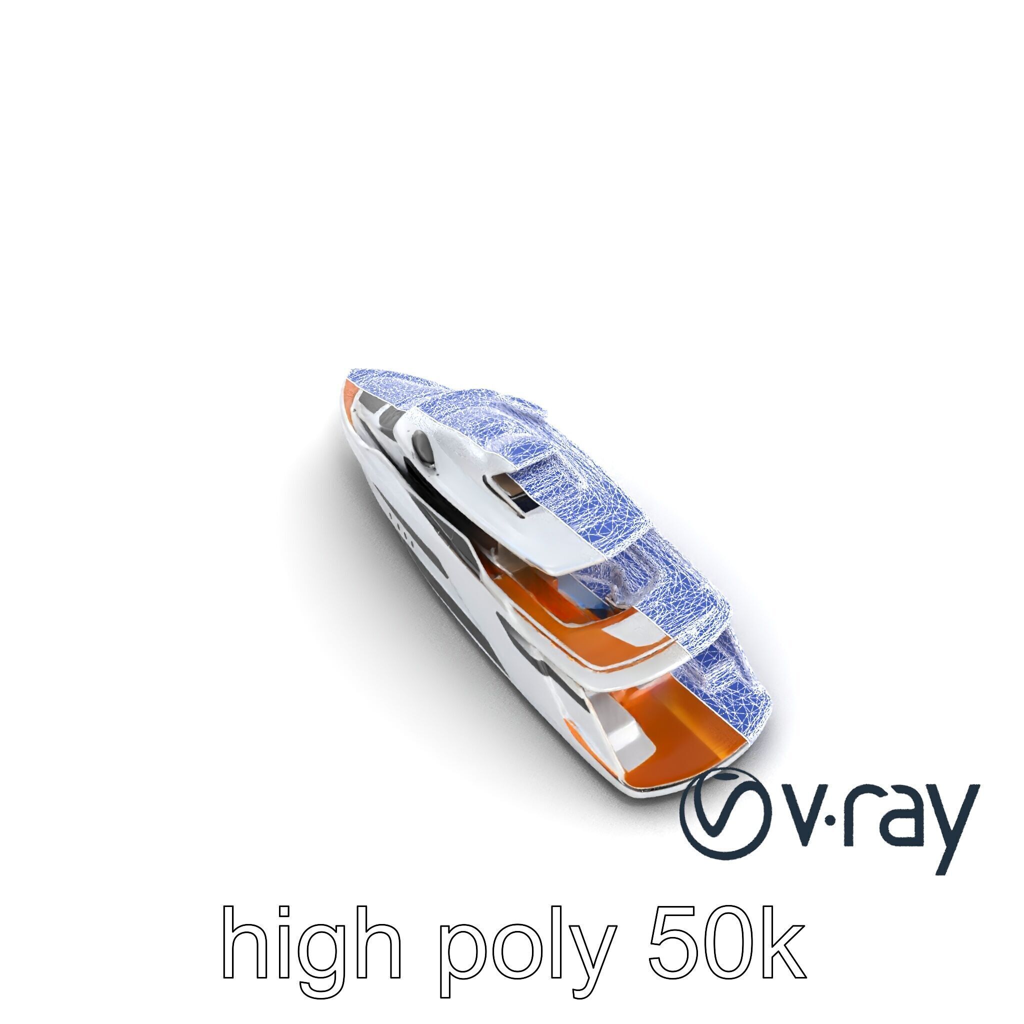 Futuristic Mega Yacht 3D Model Pack Low-poly 3D model_32