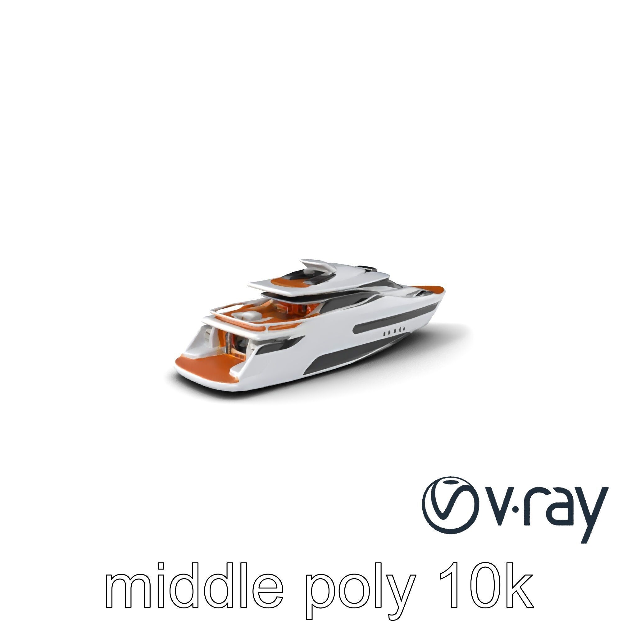 Futuristic Mega Yacht 3D Model Pack Low-poly 3D model_3