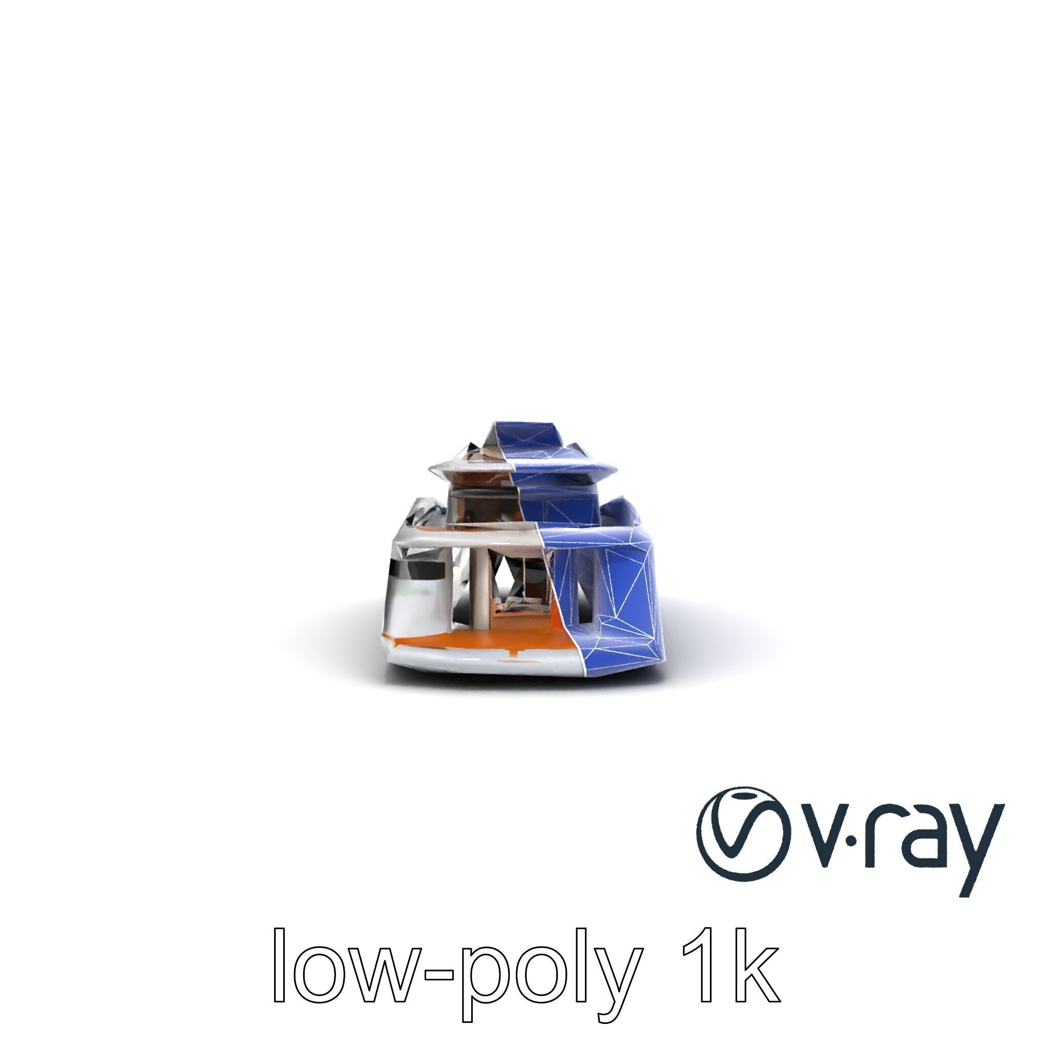 Futuristic Mega Yacht 3D Model Pack Low-poly 3D model_24