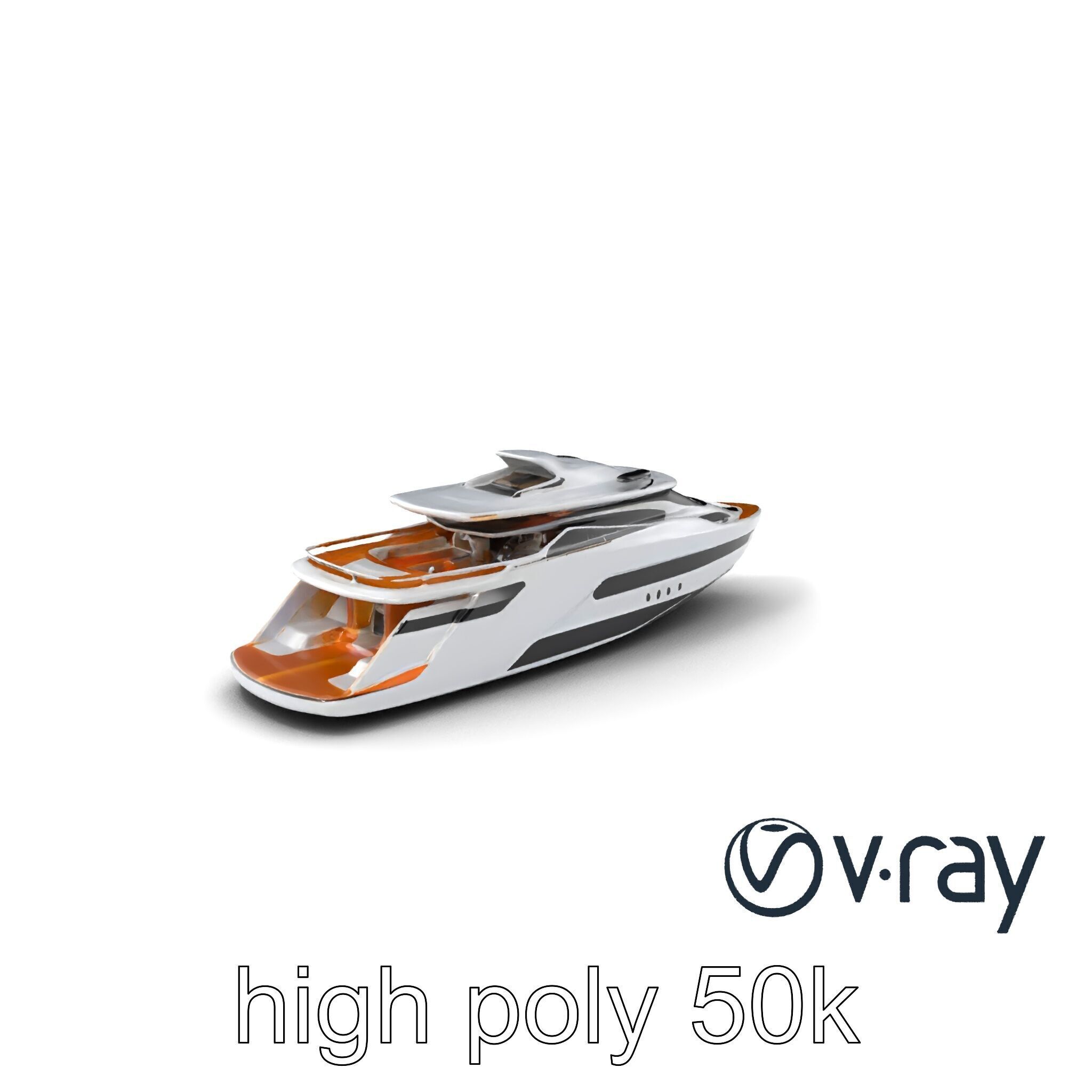 Futuristic Mega Yacht 3D Model Pack Low-poly 3D model_5