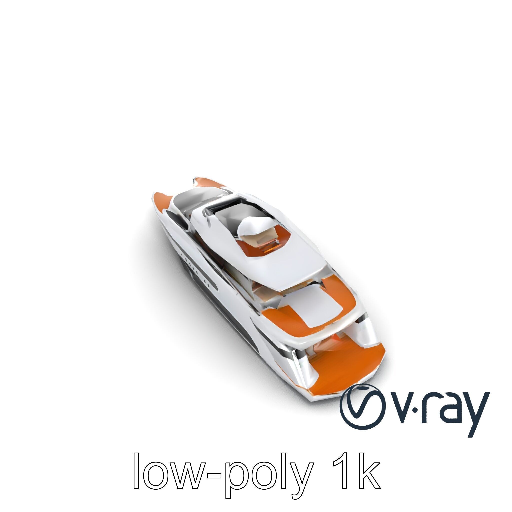 Futuristic Mega Yacht 3D Model Pack Low-poly 3D model_28