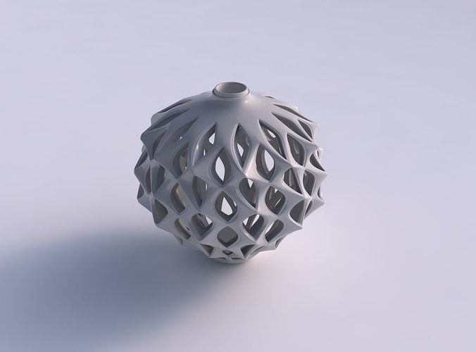 Vase flared twisted small with smooth cuts, sharp edges and extruded top twisted and squeezed