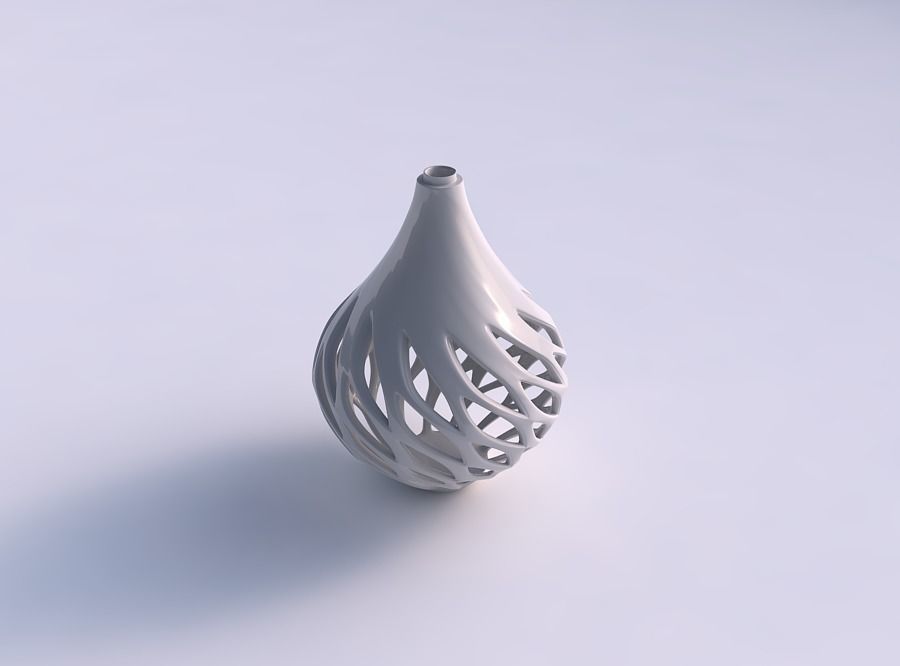 Vase drop shaped tapered with smooth cuts and extruded top tw... 3D print model_0