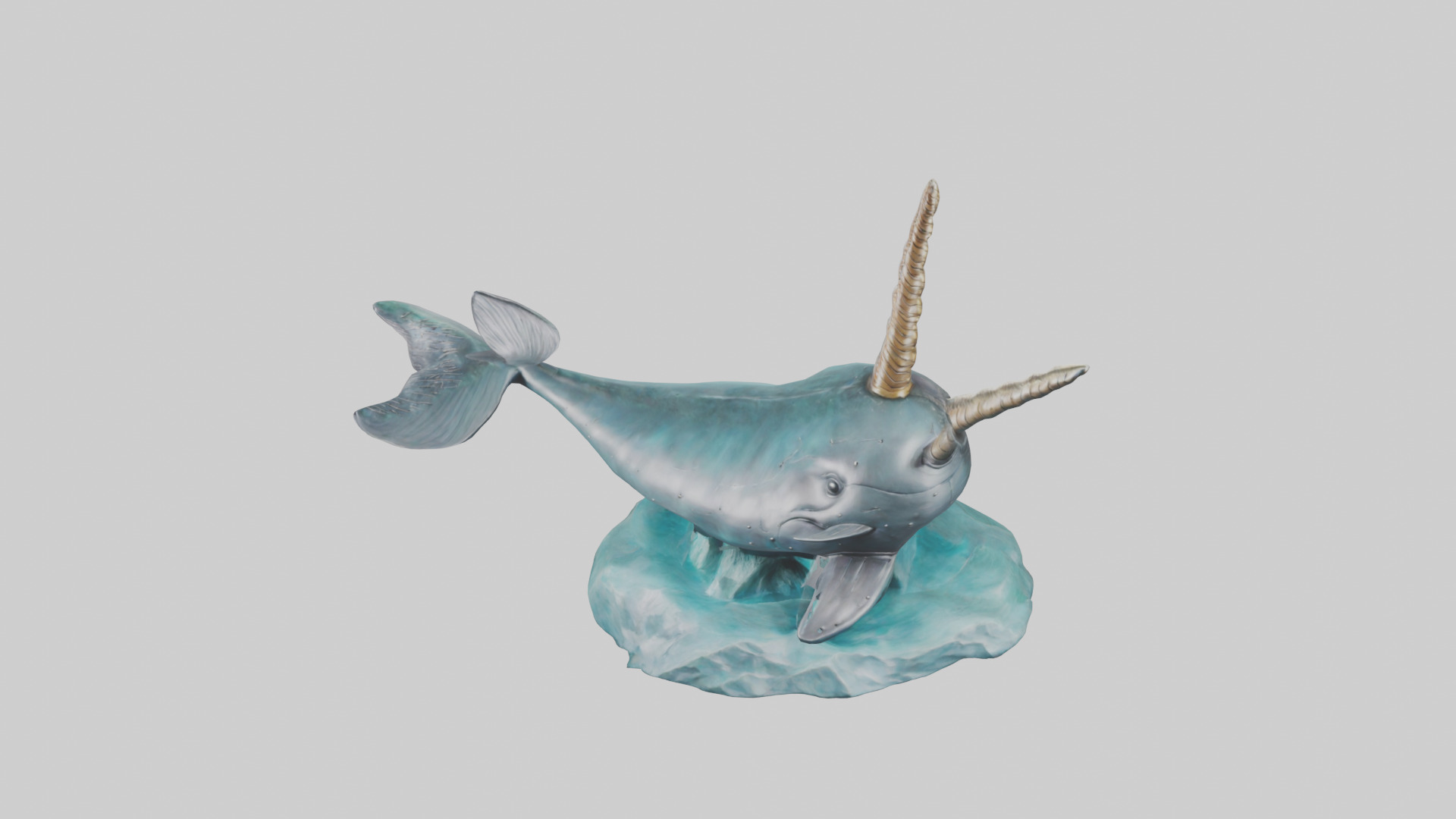 Narwhal statue model Low-poly 3D model_16