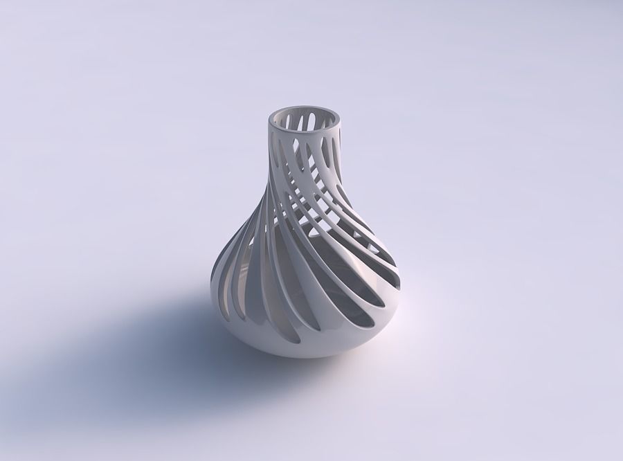 Vase drop shaped with smooth cuts twisted and squeezed 3D print model_0