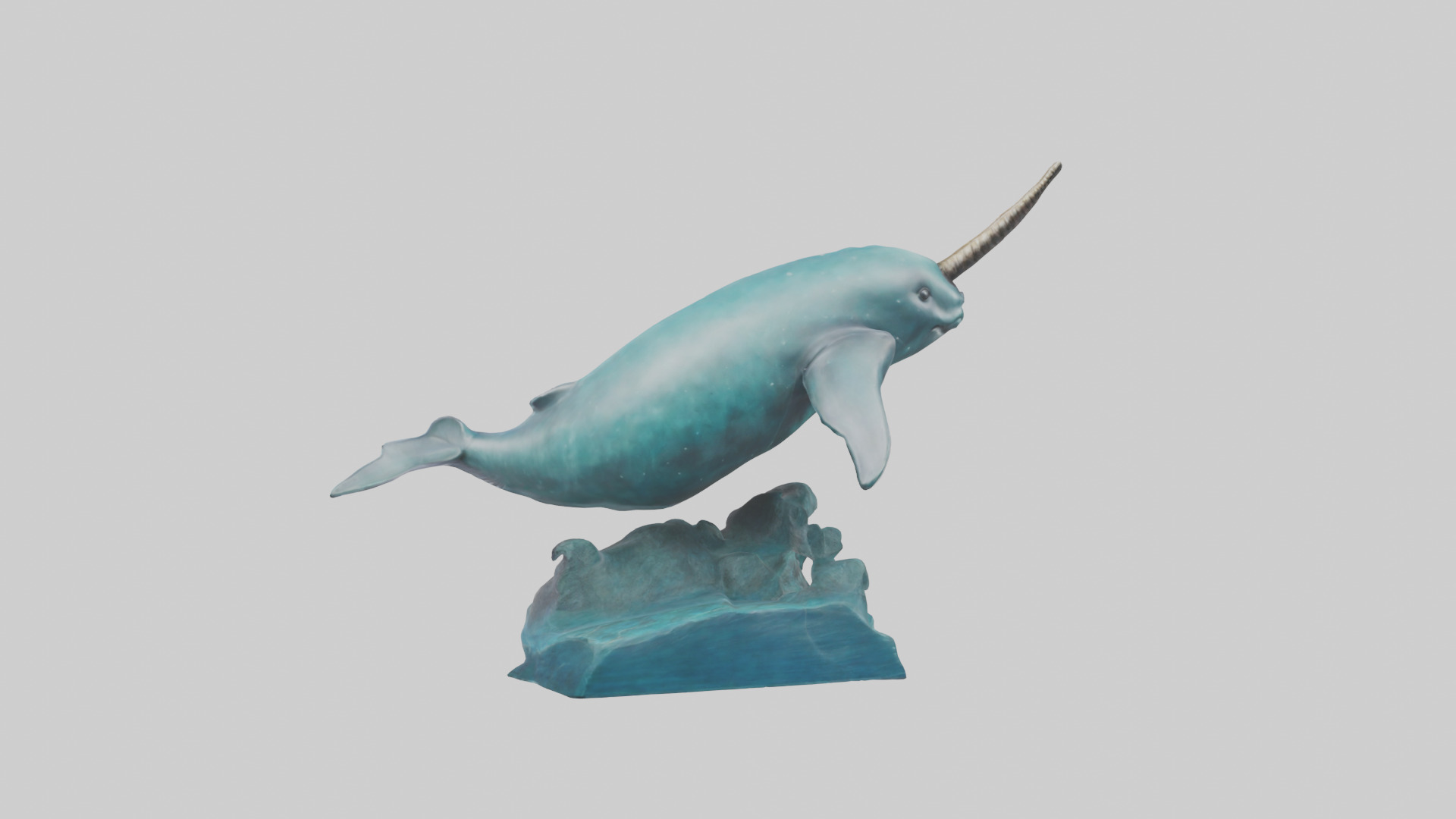 arwhal Whale statue model Low-poly 3D model_1