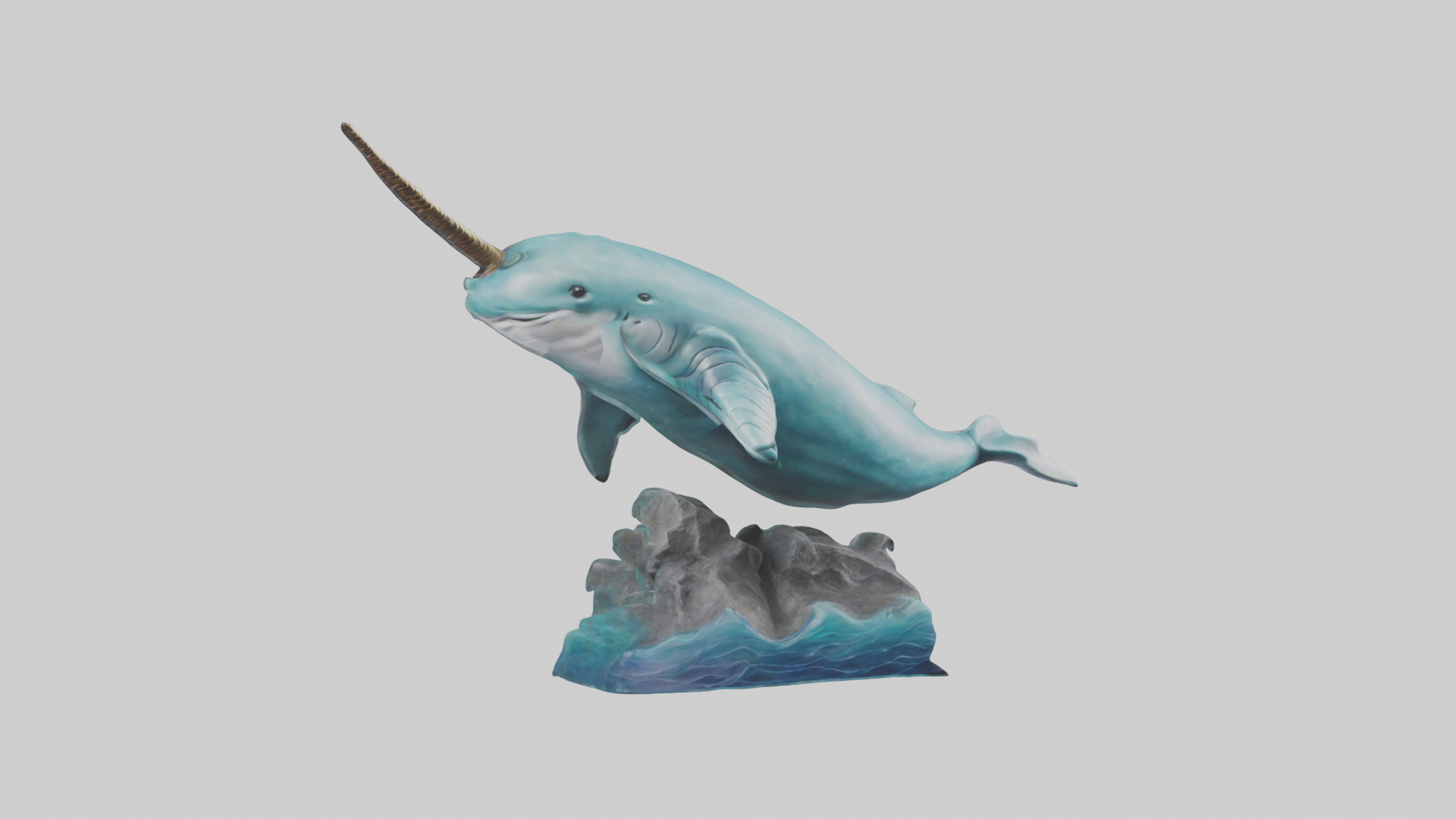 arwhal Whale statue model Low-poly 3D model_7