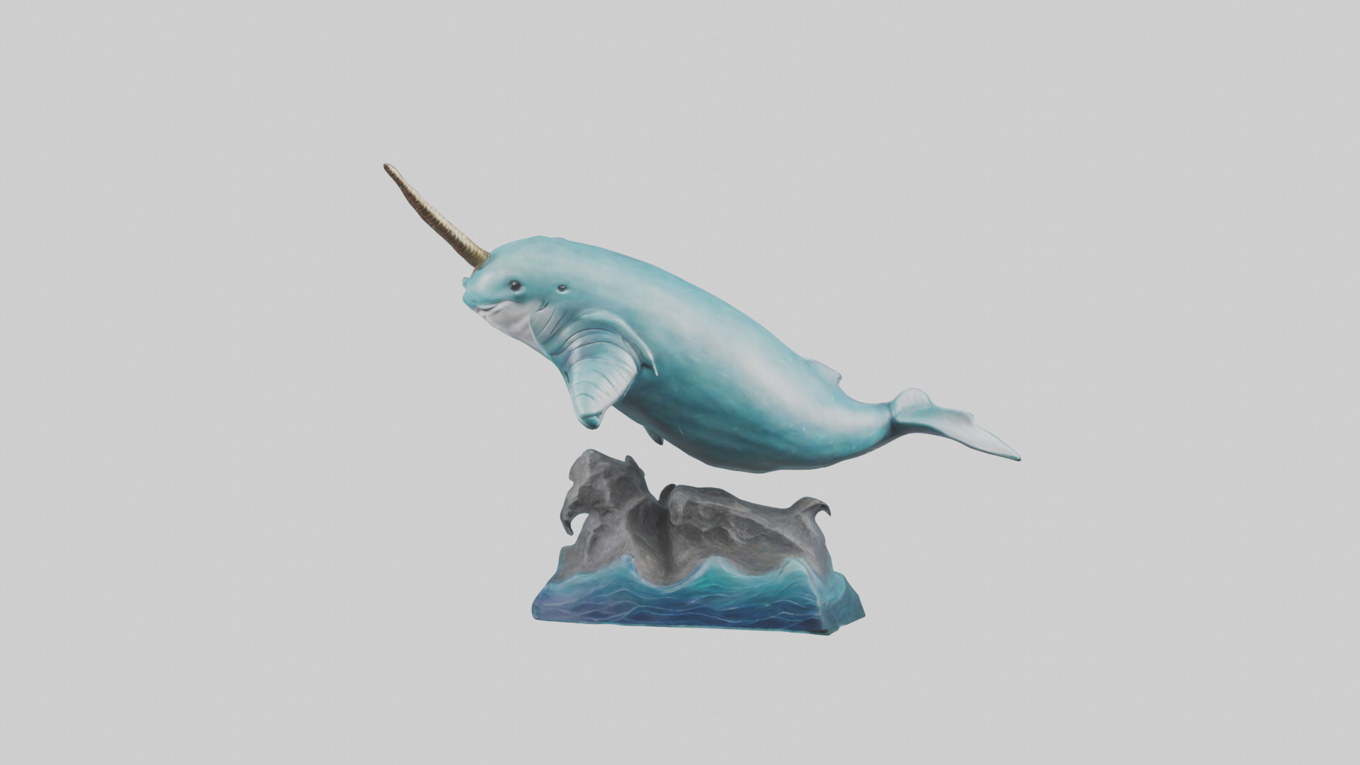 arwhal Whale statue model Low-poly 3D model_9