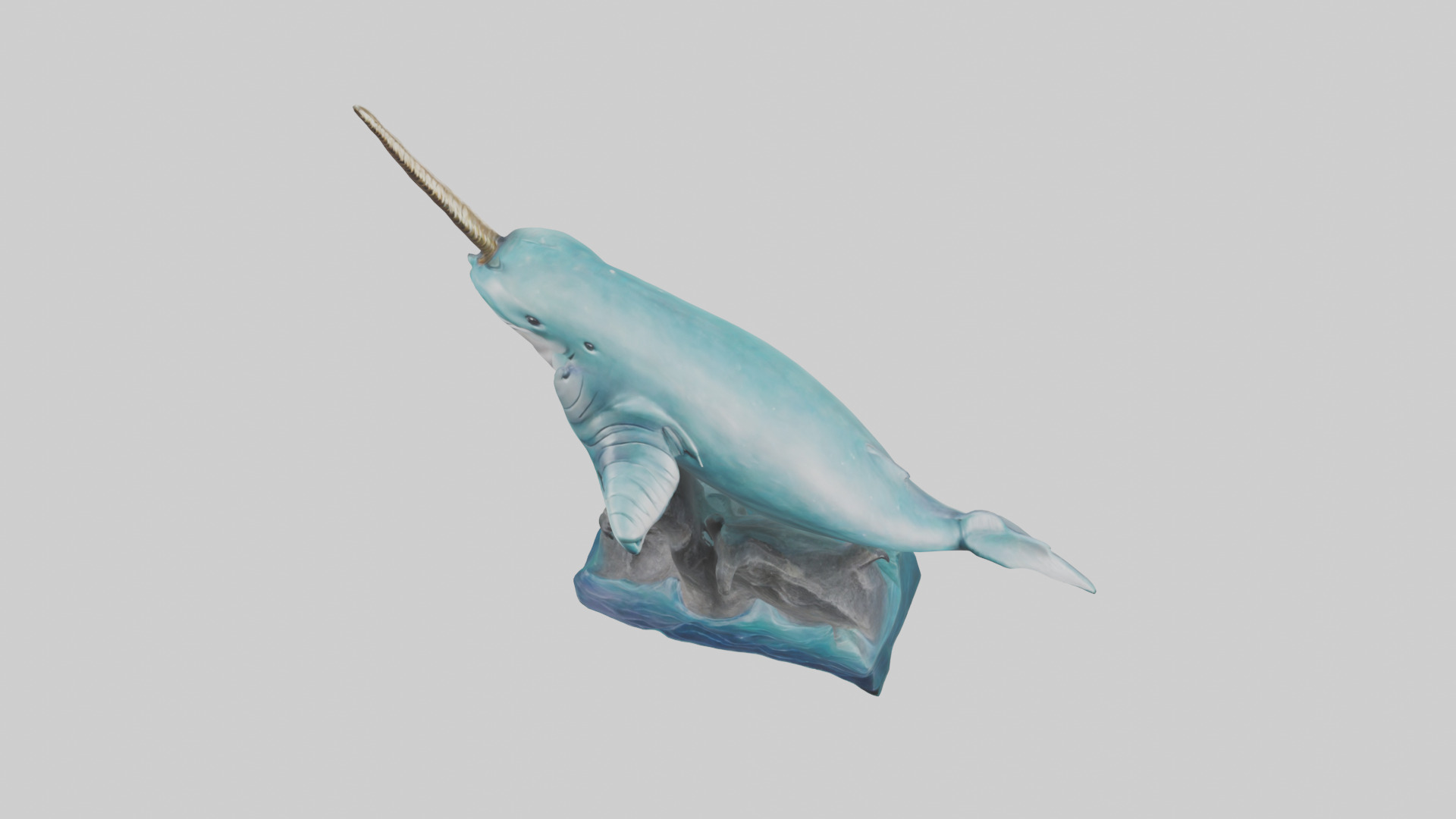 arwhal Whale statue model Low-poly 3D model_16