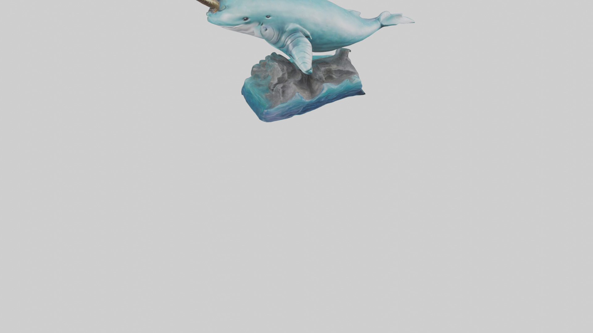 arwhal Whale statue model Low-poly 3D model_6