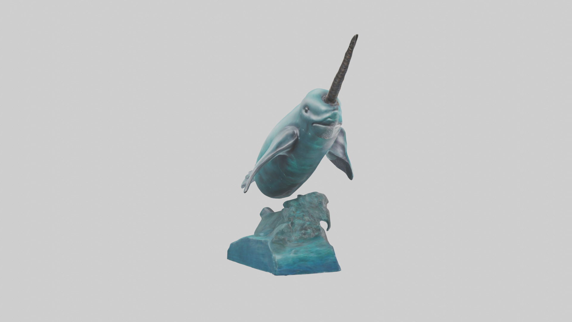arwhal Whale statue model Low-poly 3D model_2