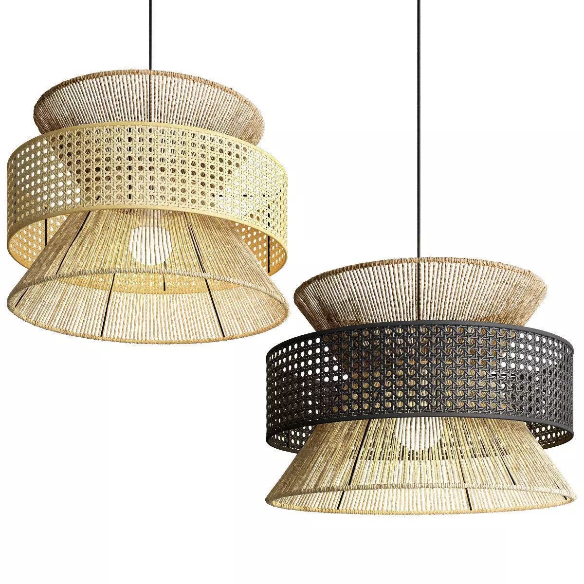 Hemp Rope Wabi Sabi Chandelier 3D model