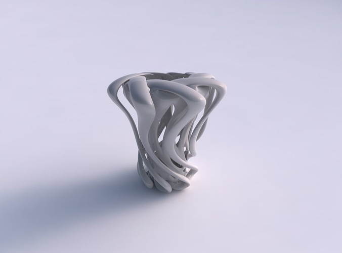 Vase double twisted with wide collapsed top eccentric
