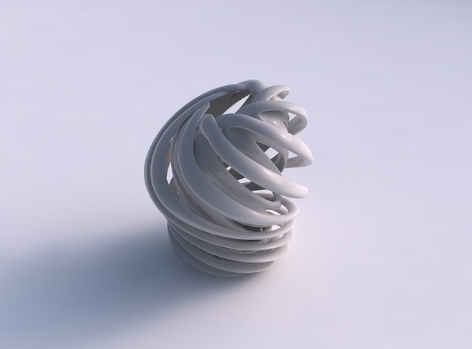 Vase double twisted with wide collapsed top streched top corner