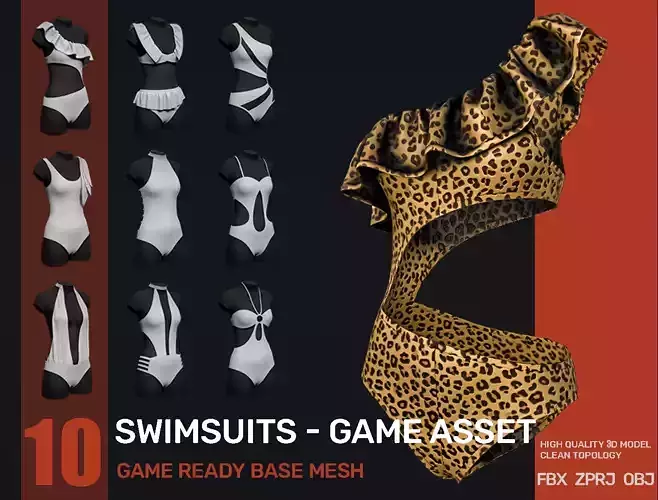 10 Swimsuit Collection 3D Model Low-poly 3D model