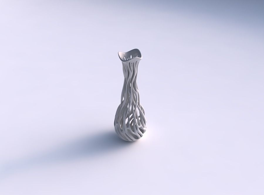 Vase flared 2 with twisted branches streched and wavy top 3D print model_0