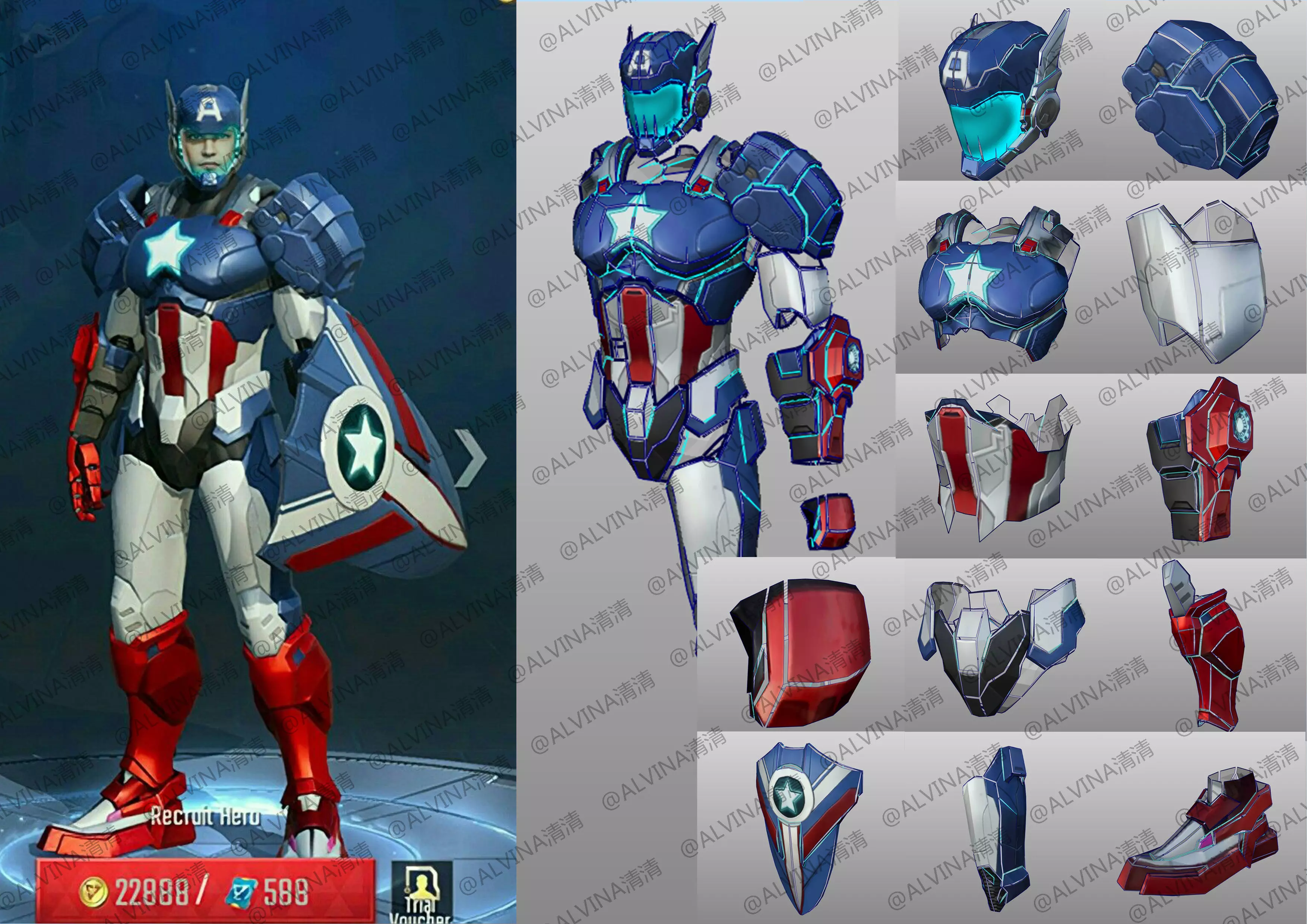 Captain America Planetary Defender Armor - DIY Cosplay Pepakura Low-poly 3D model