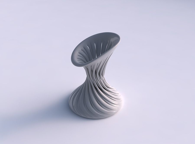 Vase hourglass twisted with muscle structure streched top corner