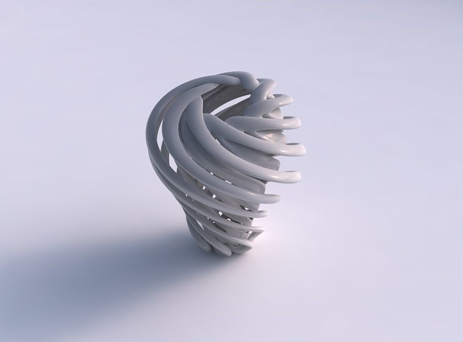 Vase double twisted with wide collapsed top pimp up top