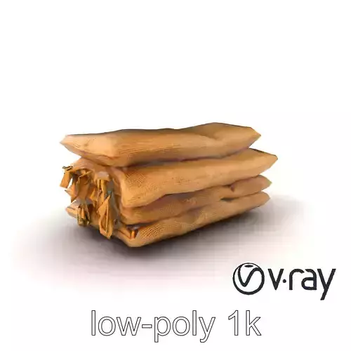 Burlap Sack Pile Textured Rustic model pack