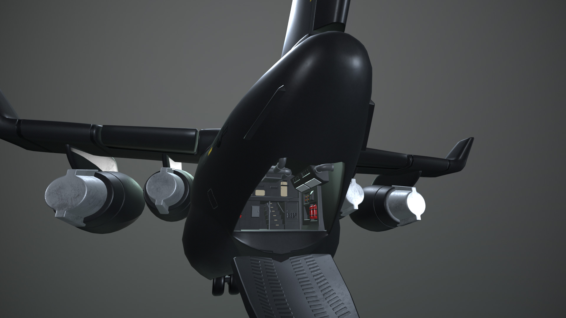 Plane Egg Boeing C17 Low-poly 3D model_3