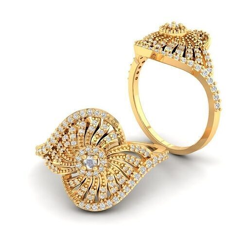 Ladies Diamond Ring - Engagement  Diamond Ring -  3D print model