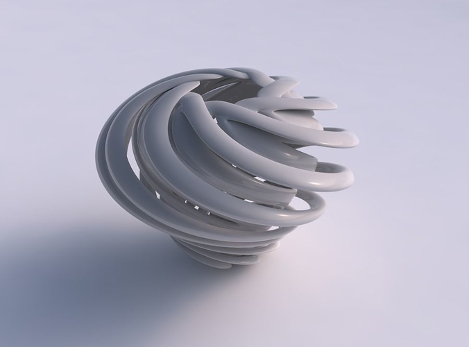 Vase double twisted with wide collapsed top twisted and squeezed