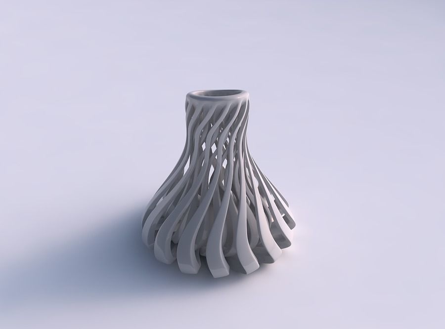 Vase flask wavy with sharp muscle structure eccentric 3D print model_0