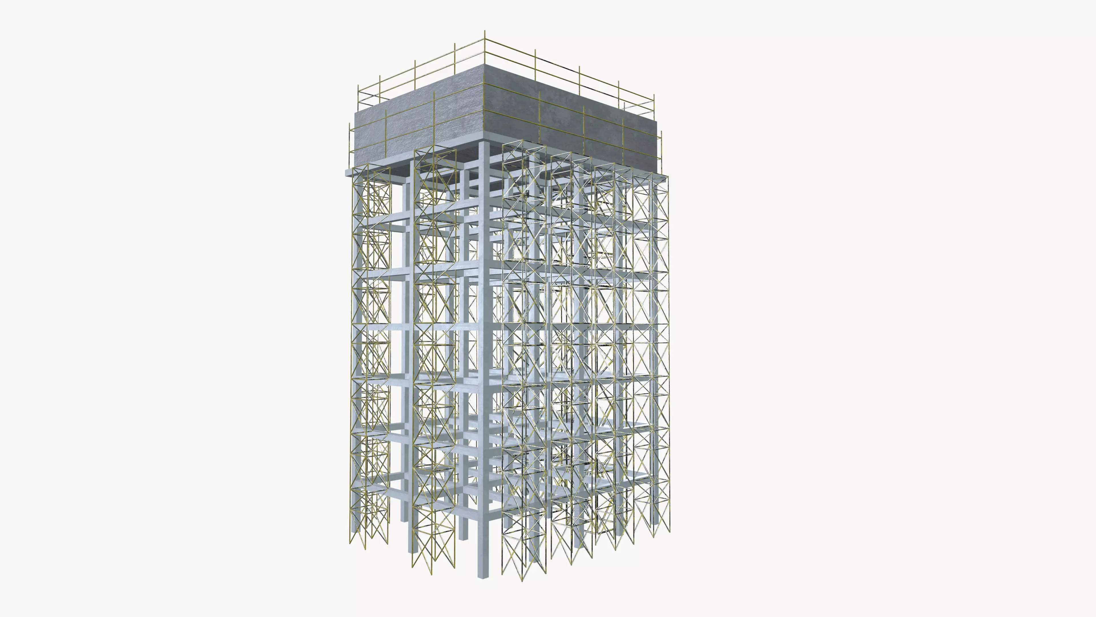 Construction building Low-poly 3D model_0