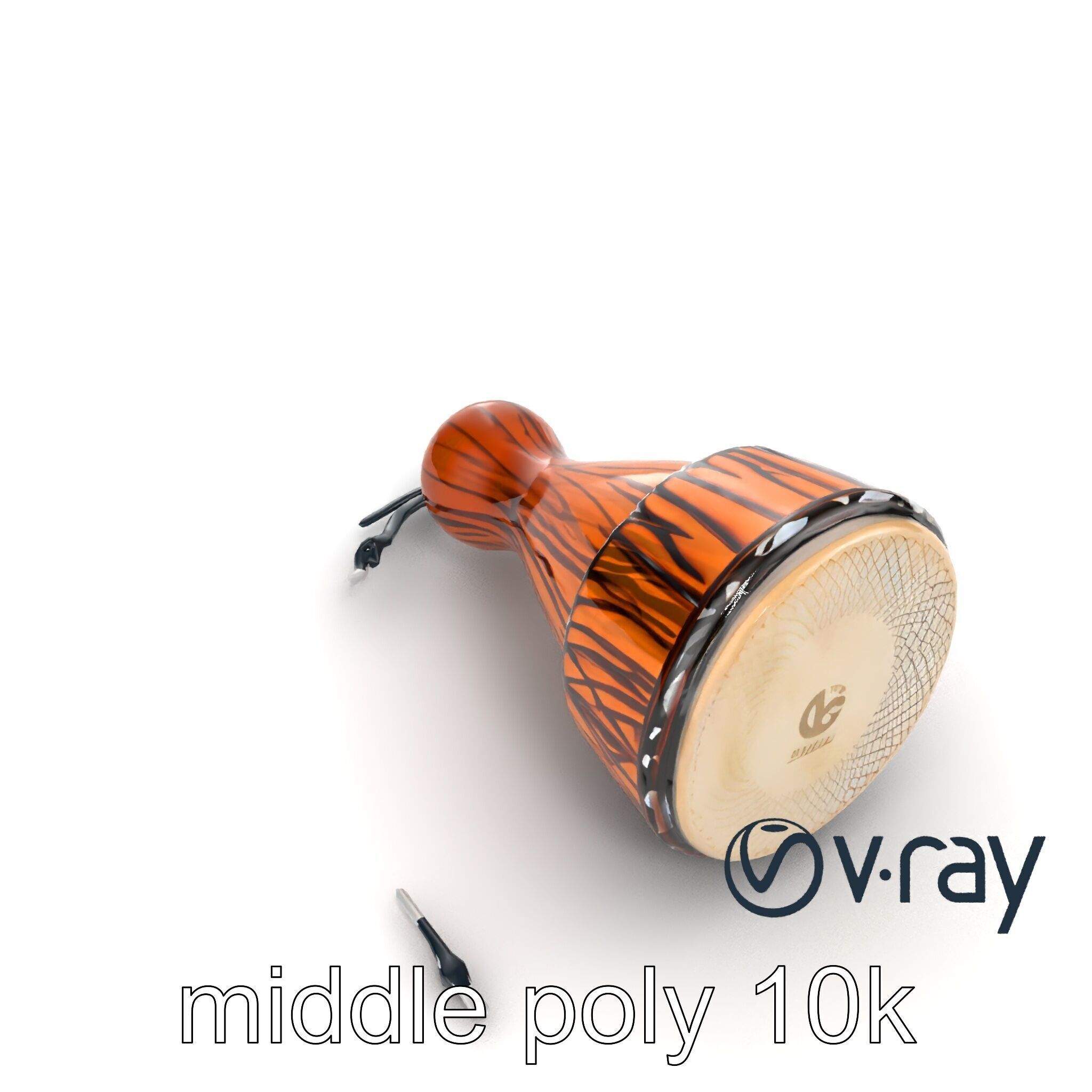 NovaPulse Djembe model pack with tribal-carved wood and LED i... Low-poly 3D model_9