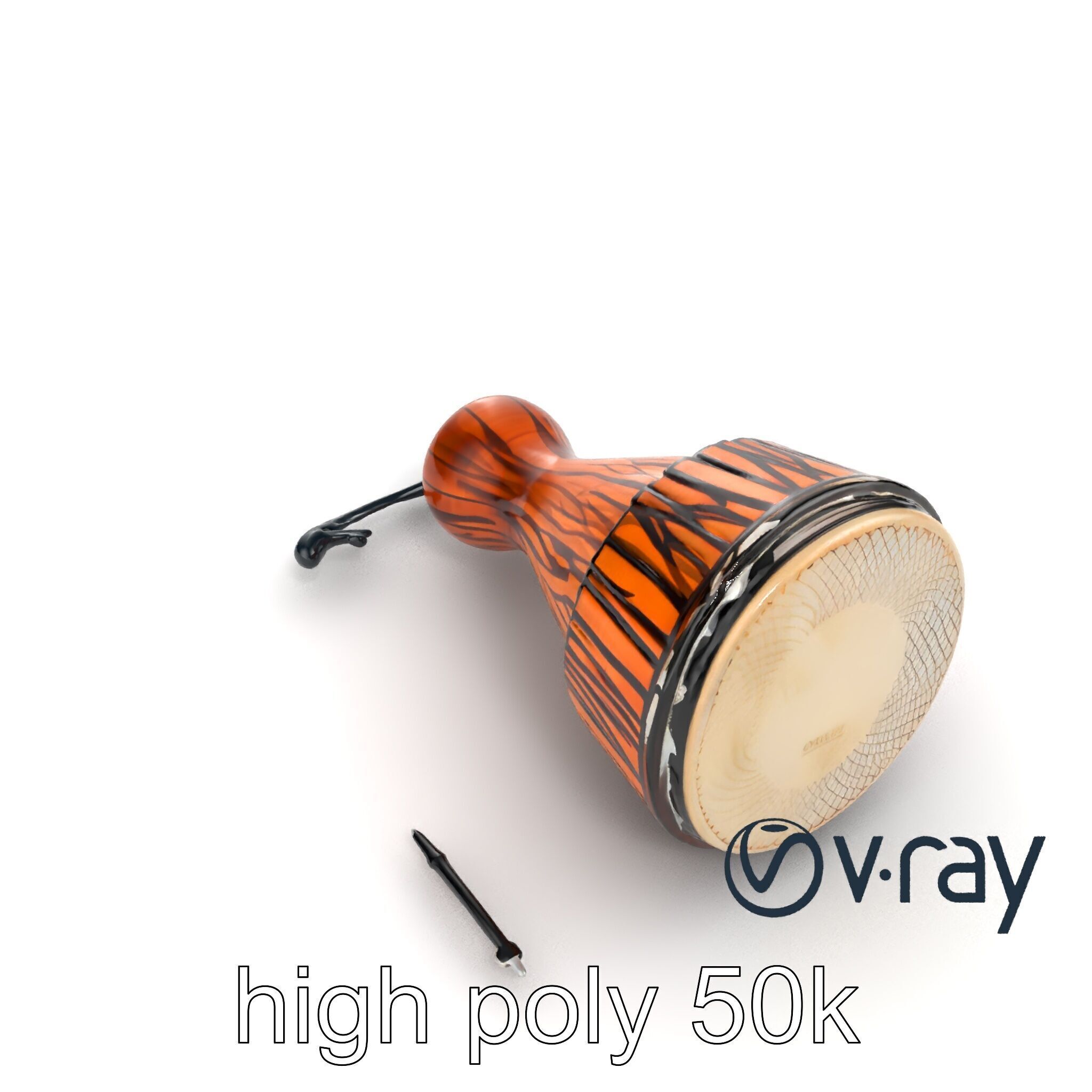 NovaPulse Djembe model pack with tribal-carved wood and LED i... Low-poly 3D model_11
