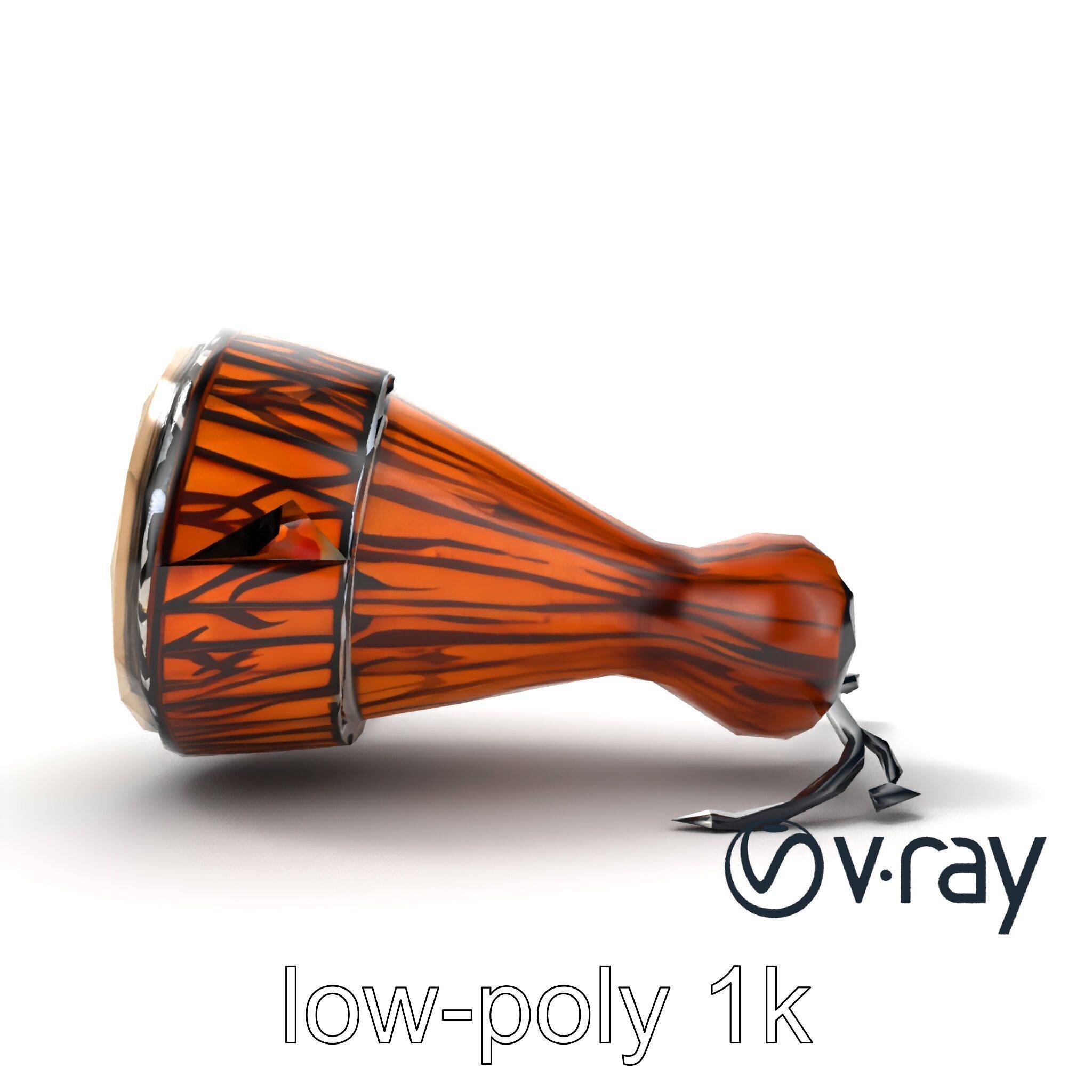 NovaPulse Djembe model pack with tribal-carved wood and LED i... Low-poly 3D model_28