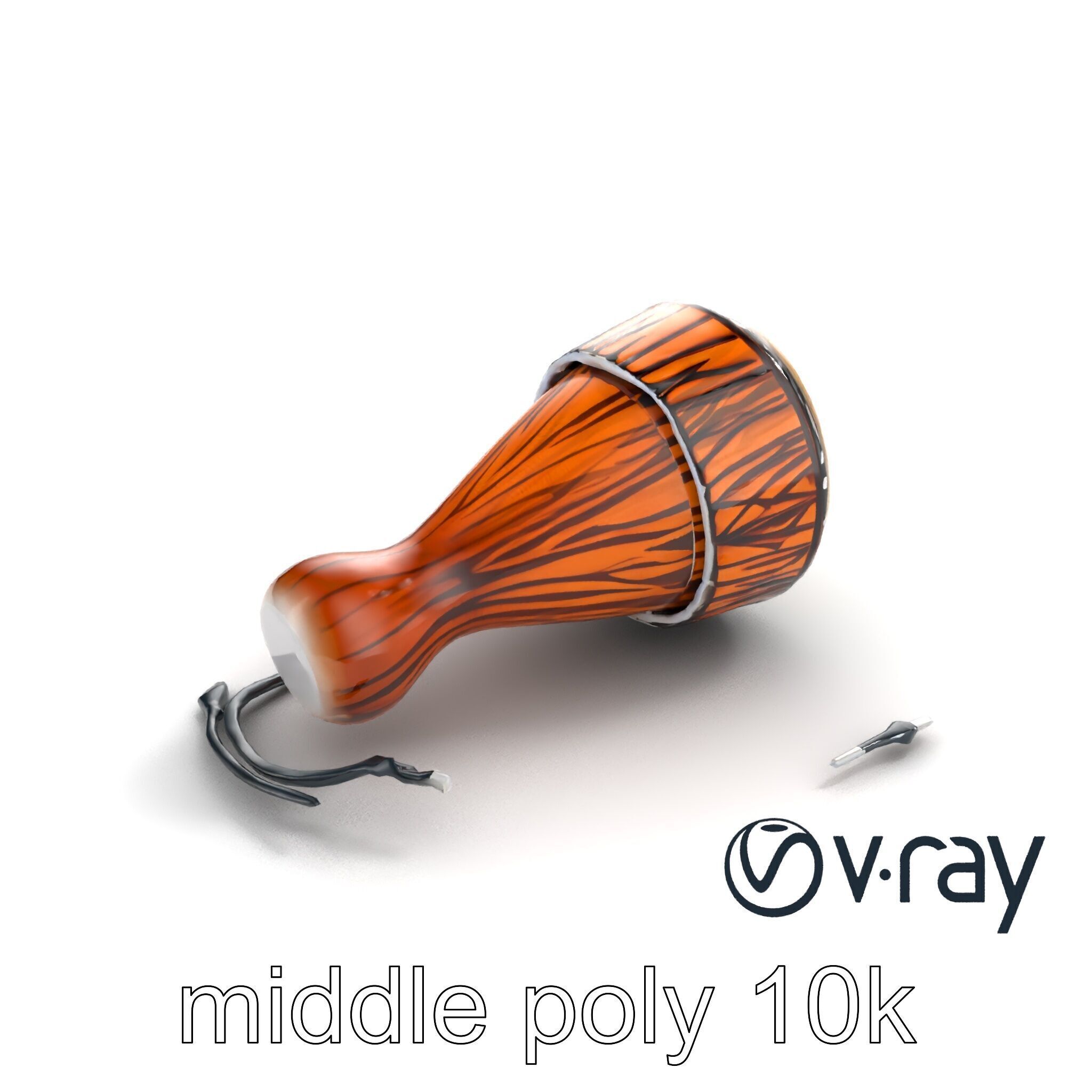 NovaPulse Djembe model pack with tribal-carved wood and LED i... Low-poly 3D model_6