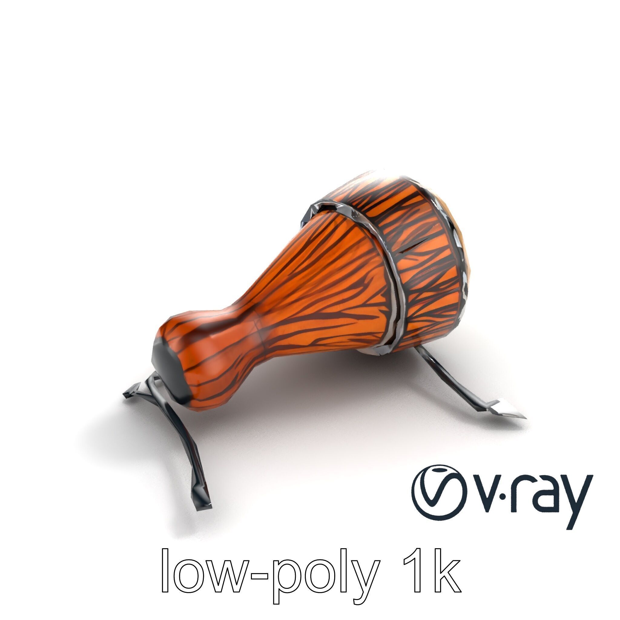 NovaPulse Djembe model pack with tribal-carved wood and LED i... Low-poly 3D model_7