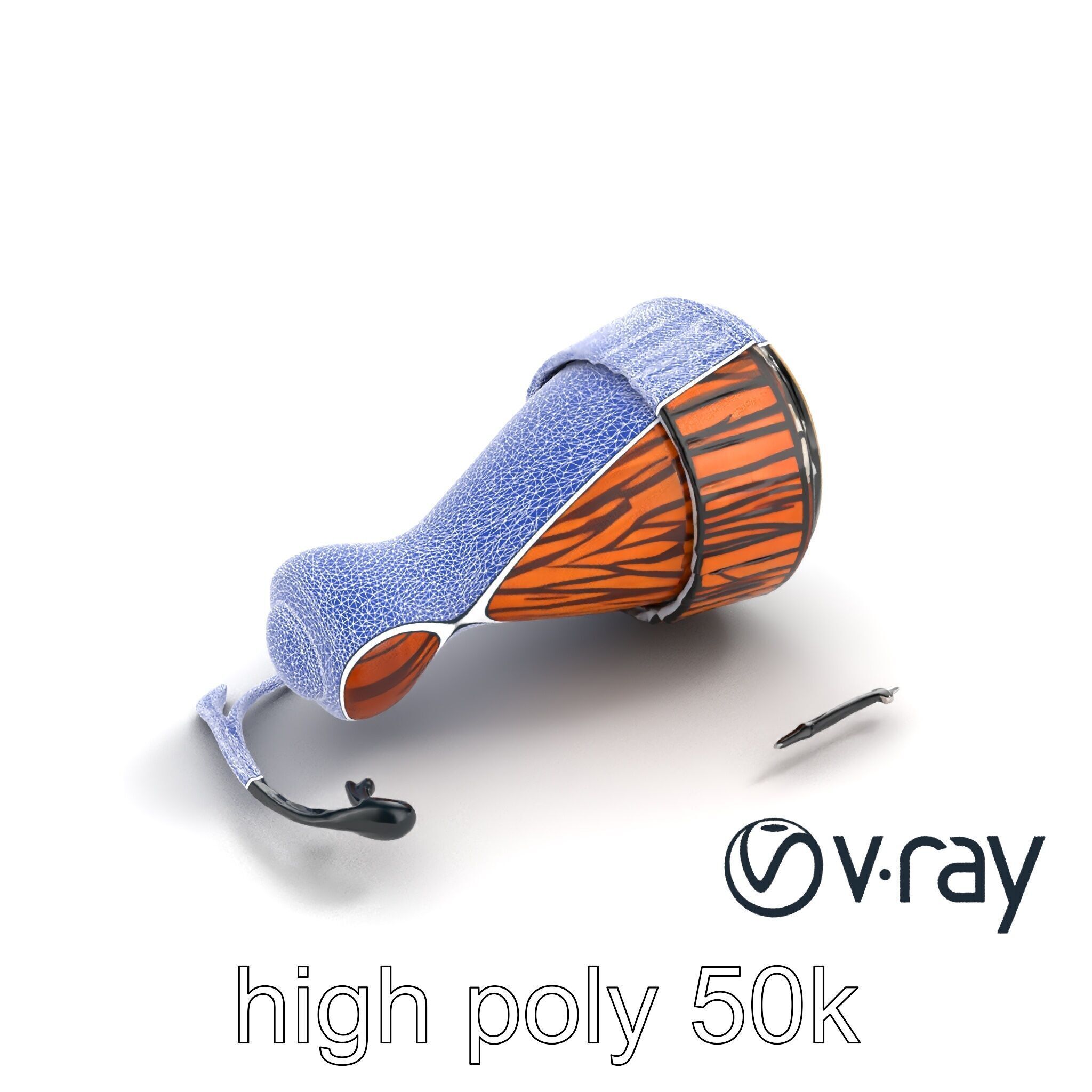 NovaPulse Djembe model pack with tribal-carved wood and LED i... Low-poly 3D model_24