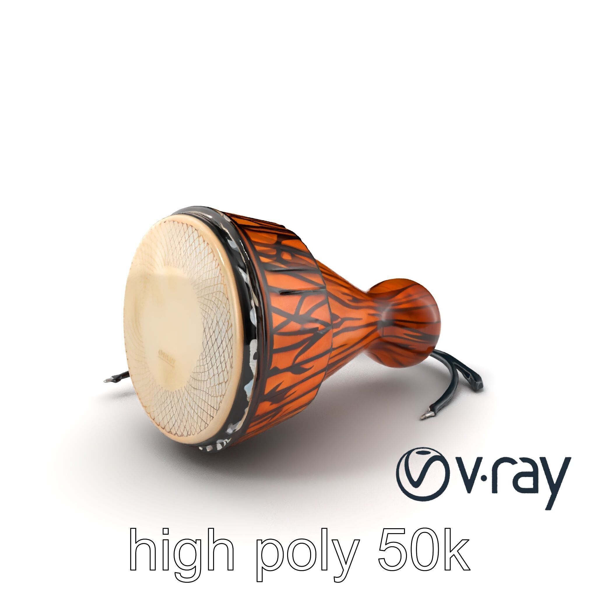 NovaPulse Djembe model pack with tribal-carved wood and LED i... Low-poly 3D model_5