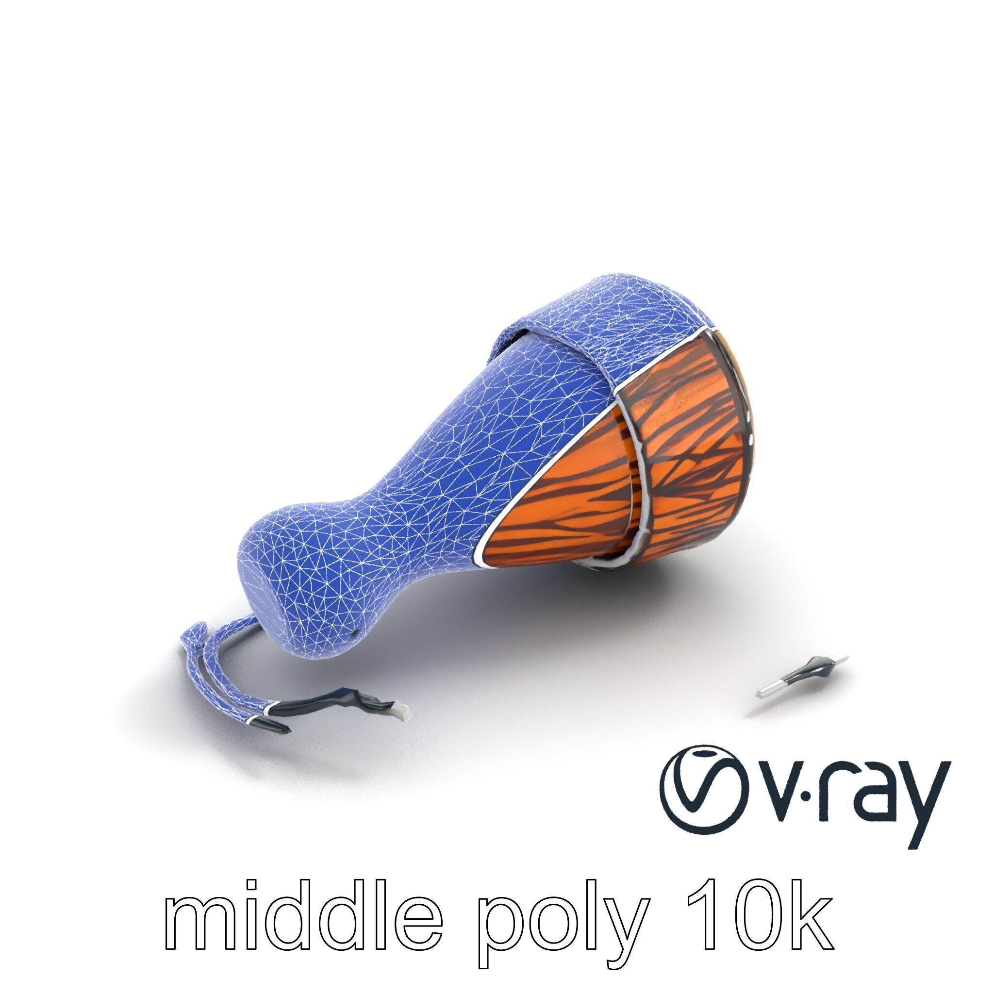 NovaPulse Djembe model pack with tribal-carved wood and LED i... Low-poly 3D model_12