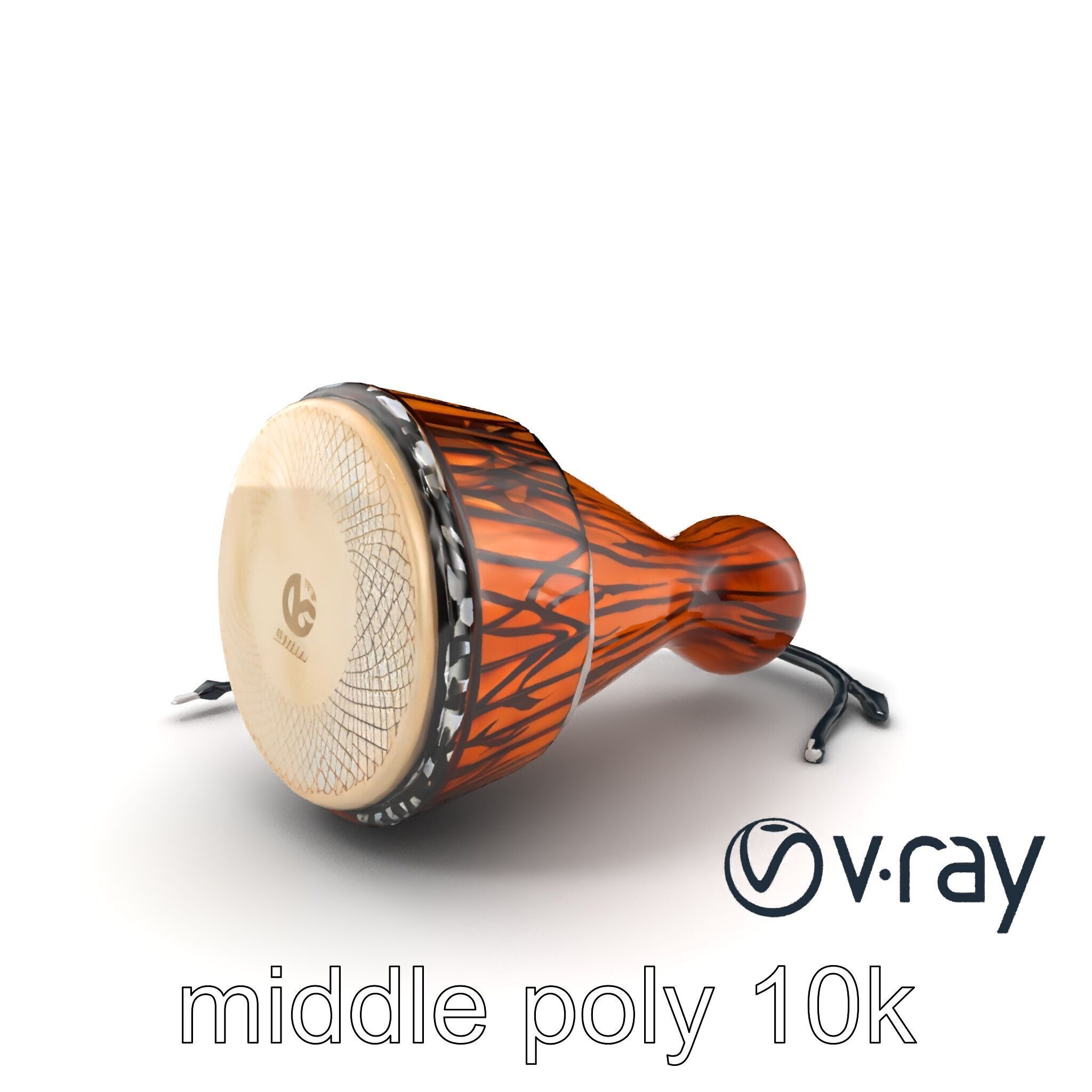 NovaPulse Djembe model pack with tribal-carved wood and LED i... Low-poly 3D model_3