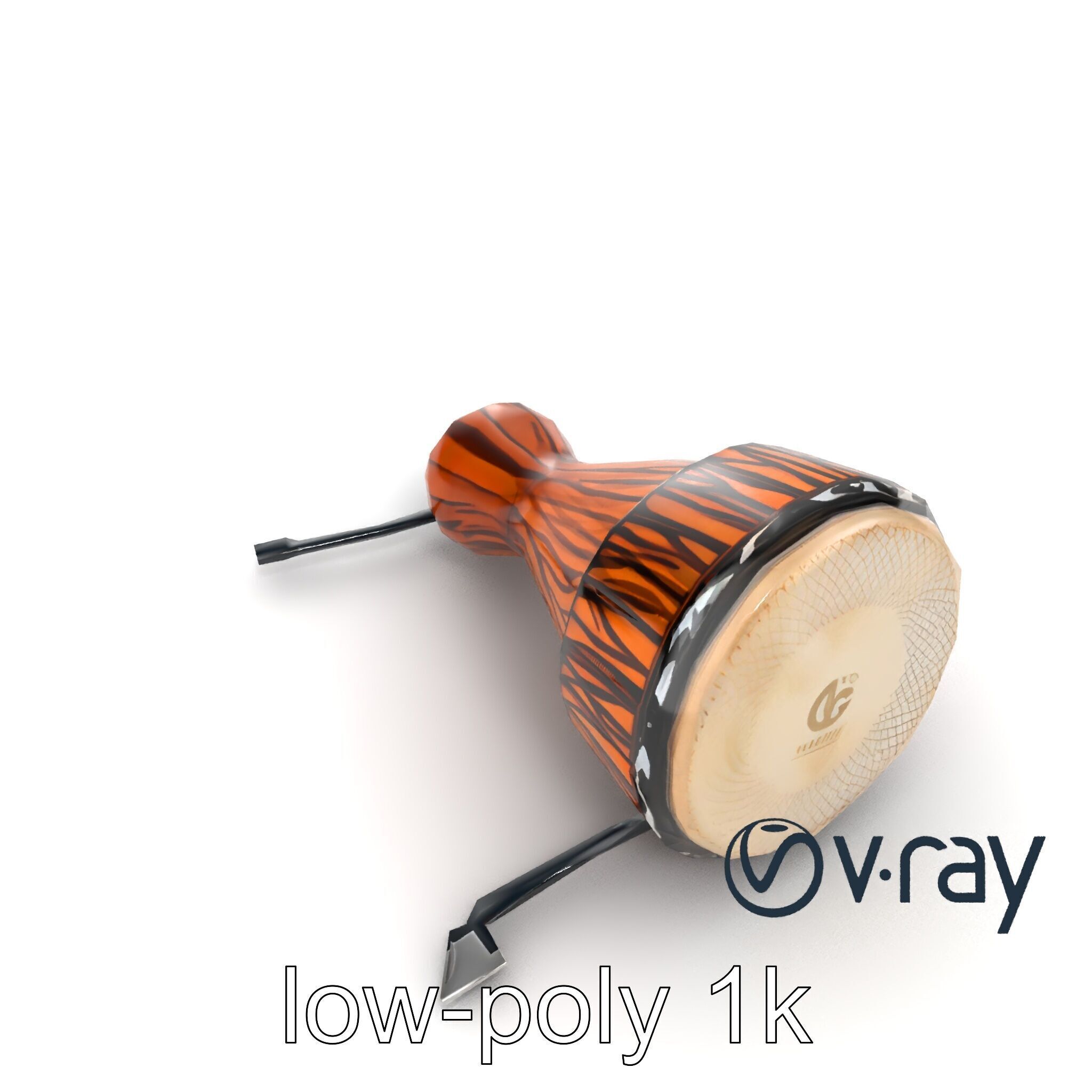 NovaPulse Djembe model pack with tribal-carved wood and LED i... Low-poly 3D model_10