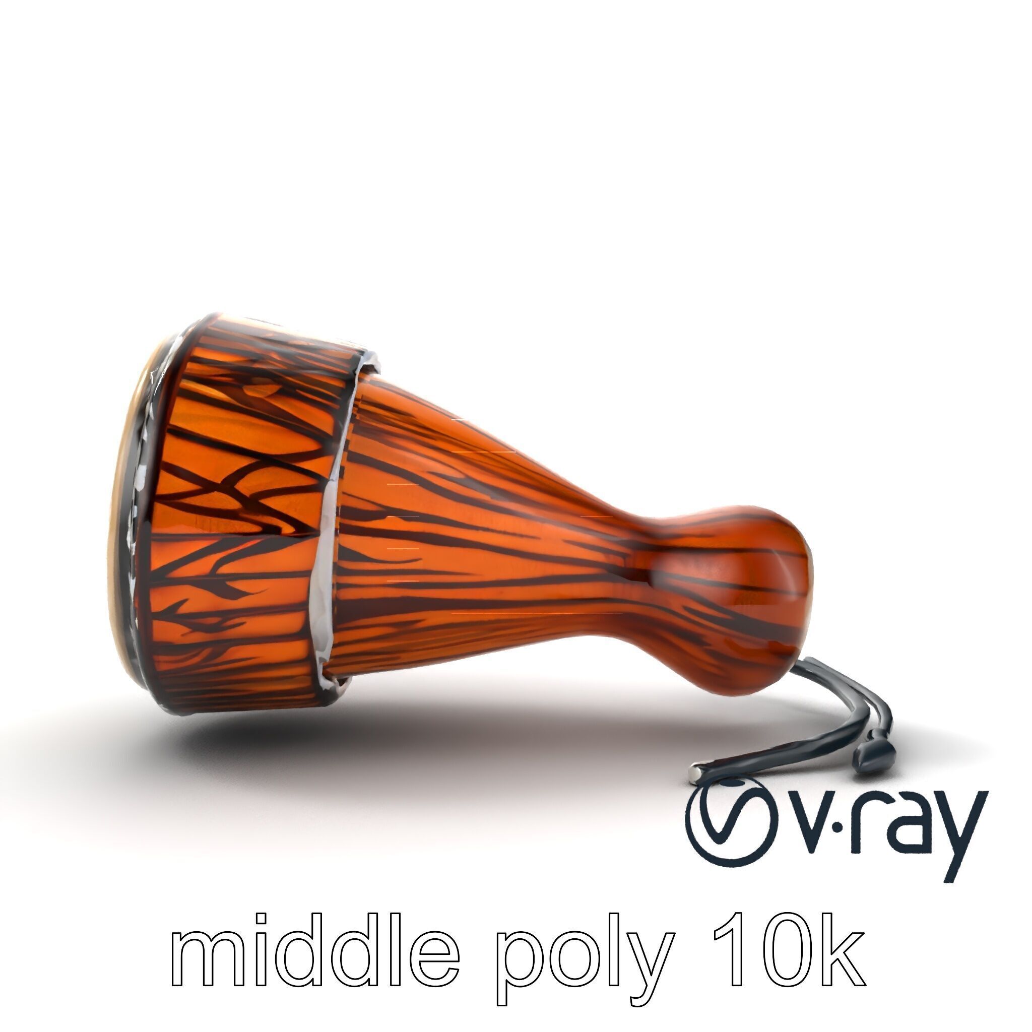 NovaPulse Djembe model pack with tribal-carved wood and LED i... Low-poly 3D model_23