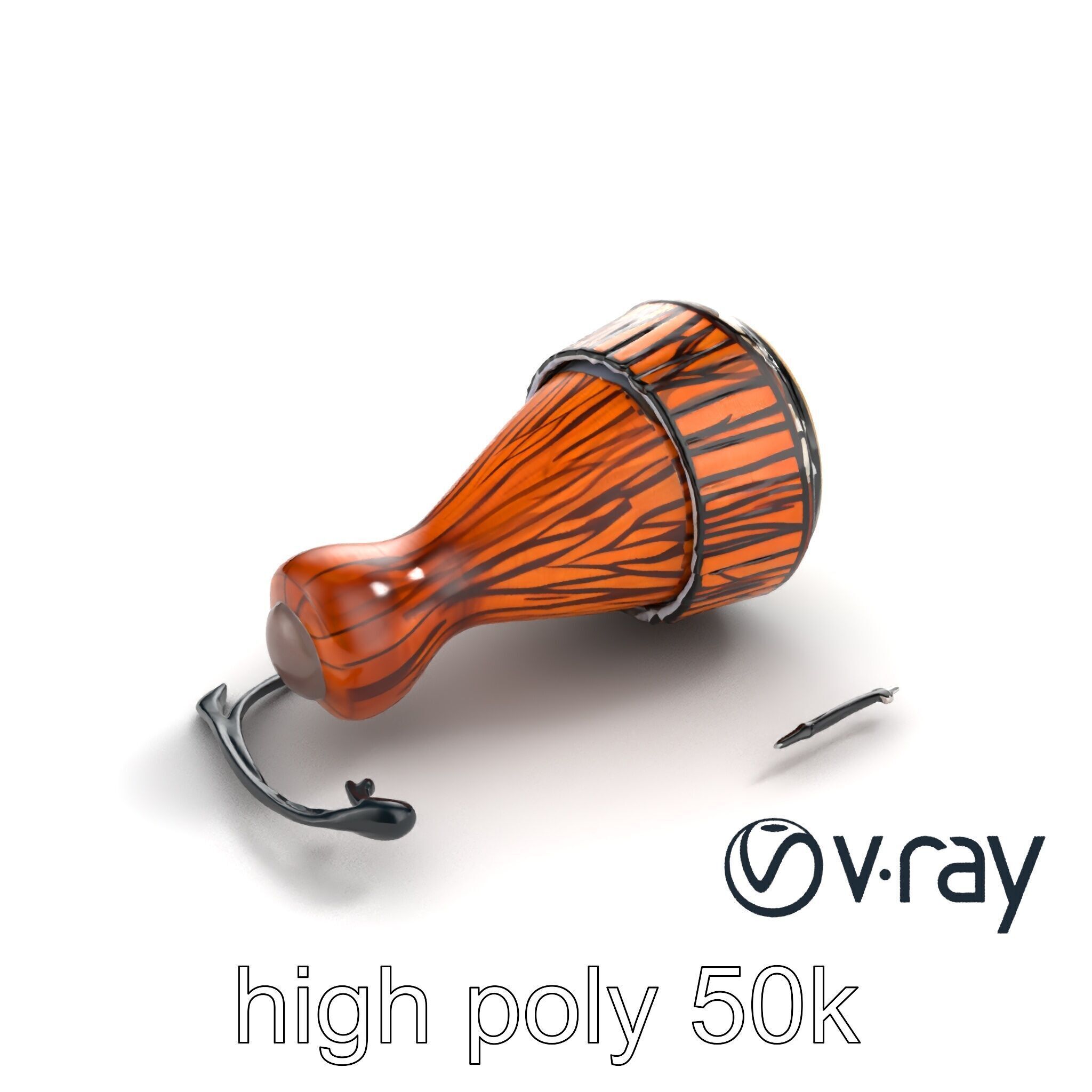 NovaPulse Djembe model pack with tribal-carved wood and LED i... Low-poly 3D model_8