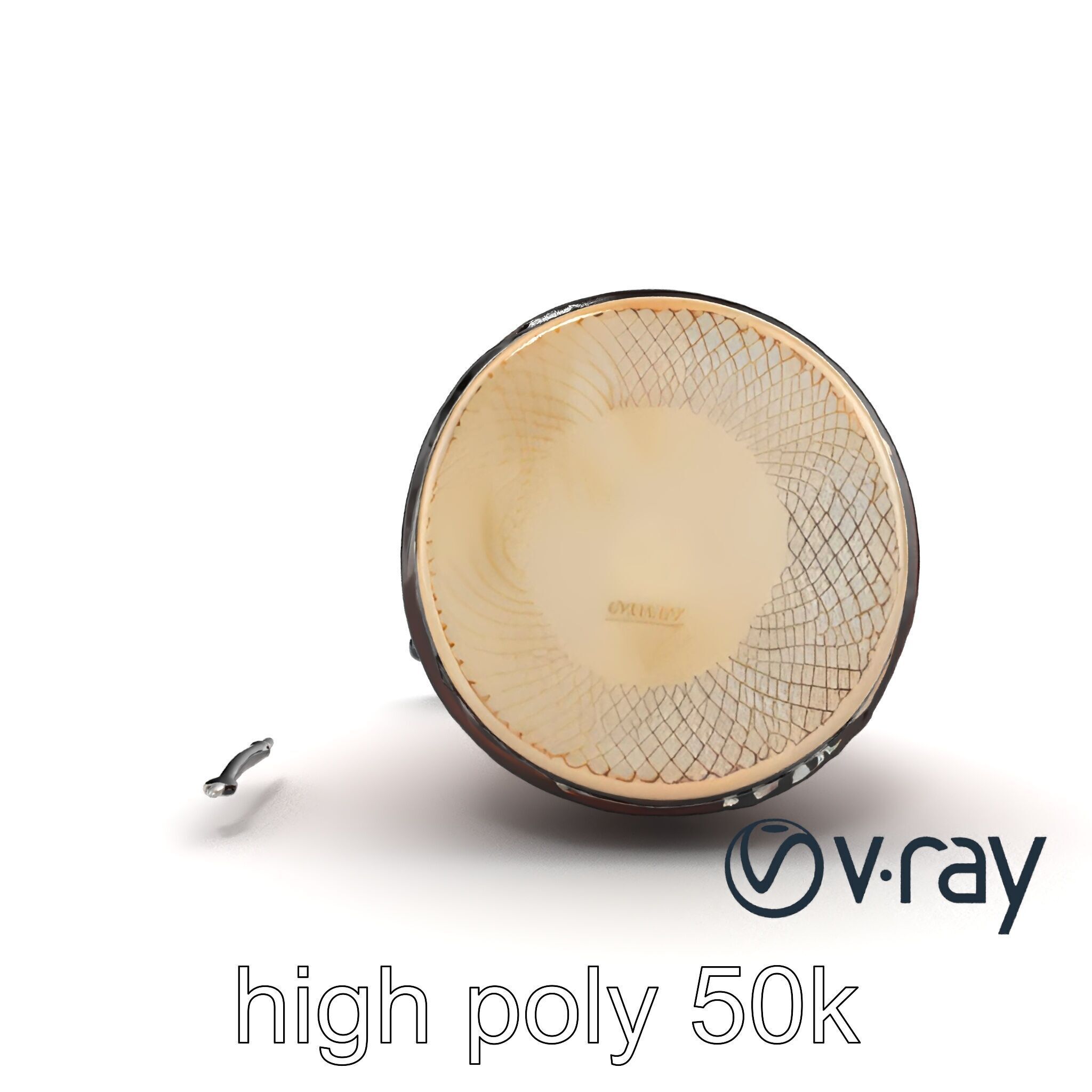 NovaPulse Djembe model pack with tribal-carved wood and LED i... Low-poly 3D model_31